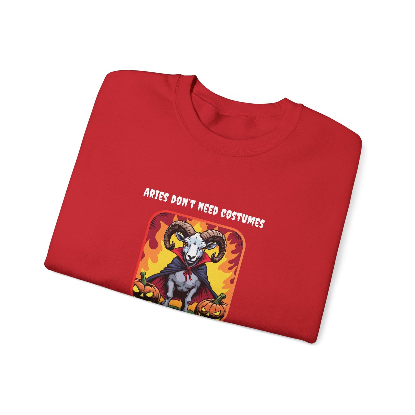 Halloween Aries-Inspired Crewneck Sweatshirt for Men - Perfect for Spooky Season, Aries Gift , Zodiac Gifts, Comfortable Style