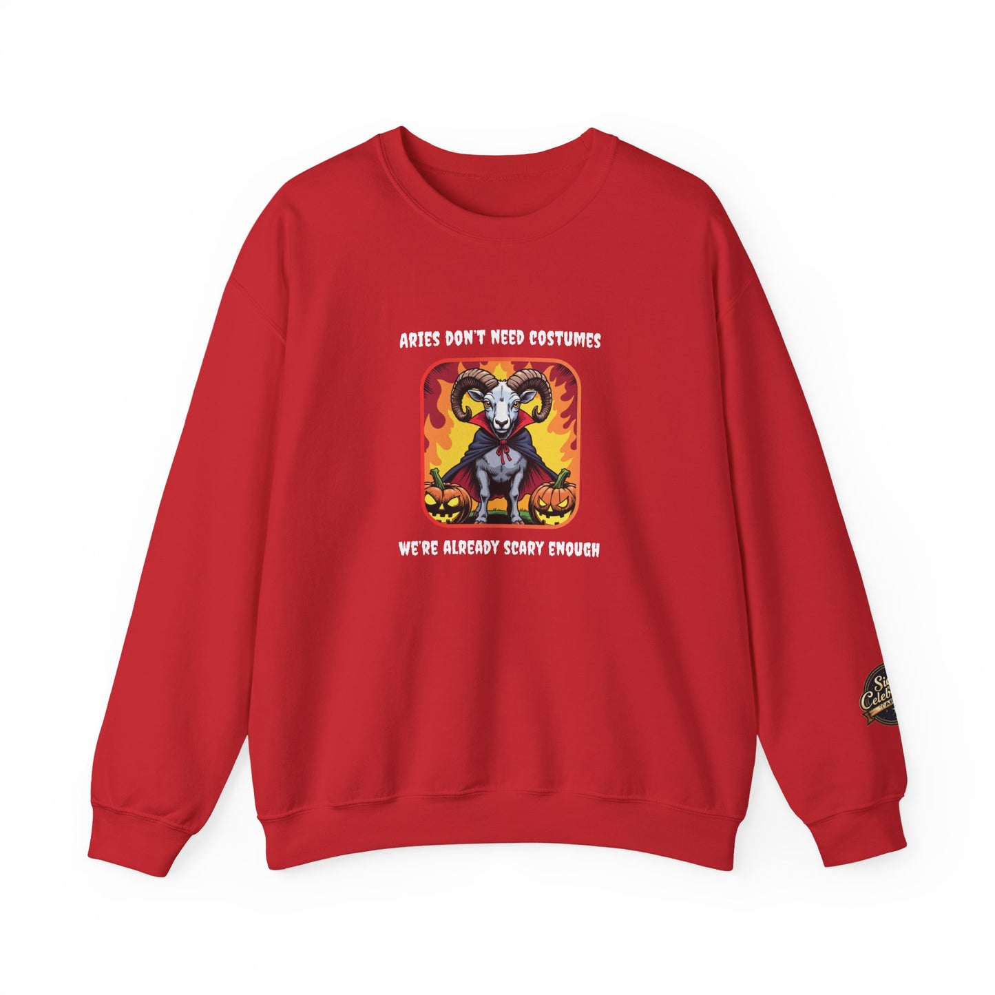 Halloween Aries-Inspired Crewneck Sweatshirt for Men - Perfect for Spooky Season, Aries Gift , Zodiac Gifts, Comfortable Style
