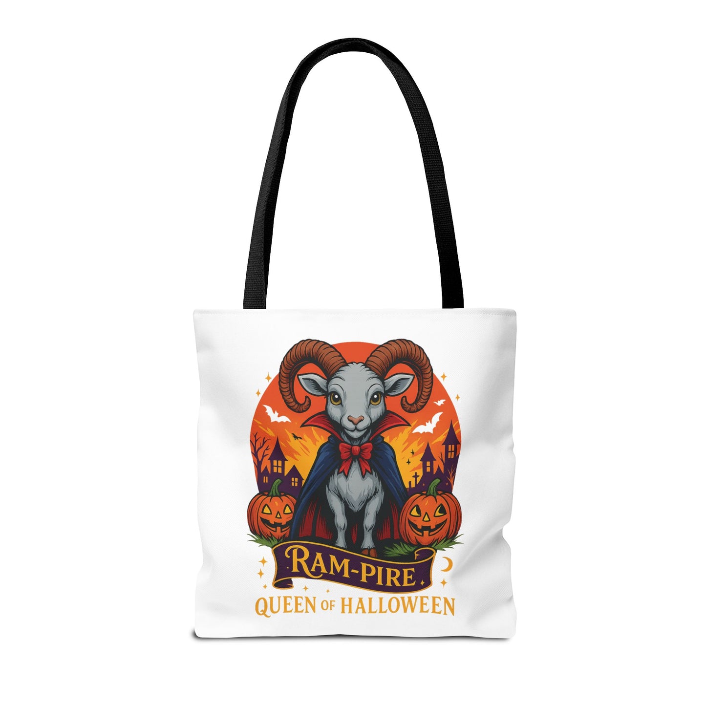 Aries Halloween Ram-Pire Queen Tote Bag, Spooky Aries Tote, Halloween Party Accessory, Gift for Aries, Halloween Decor