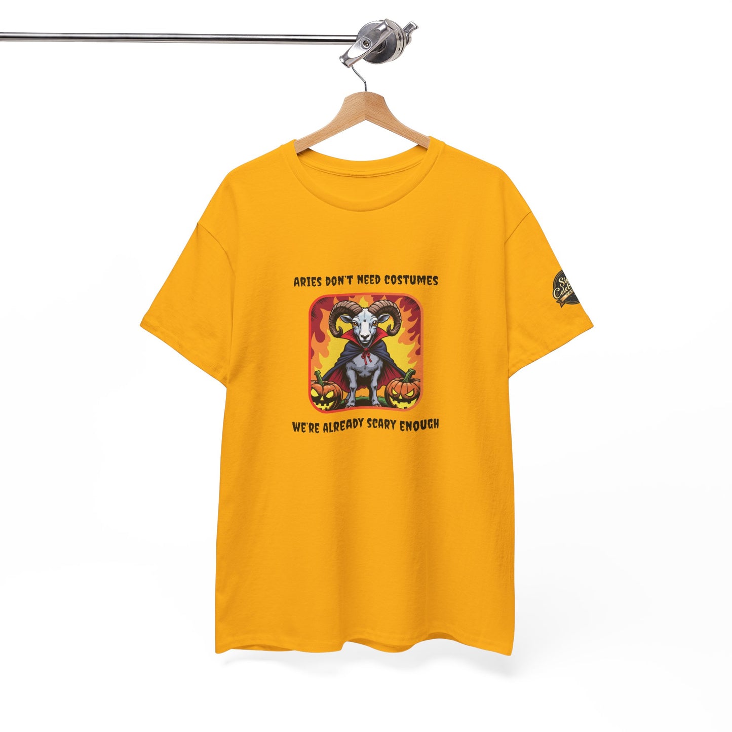 Aries Halloween Heavy Cotton Tee - Perfect for Men, Everyday Wear, Halloween Costume Alternative, Aries Gift
