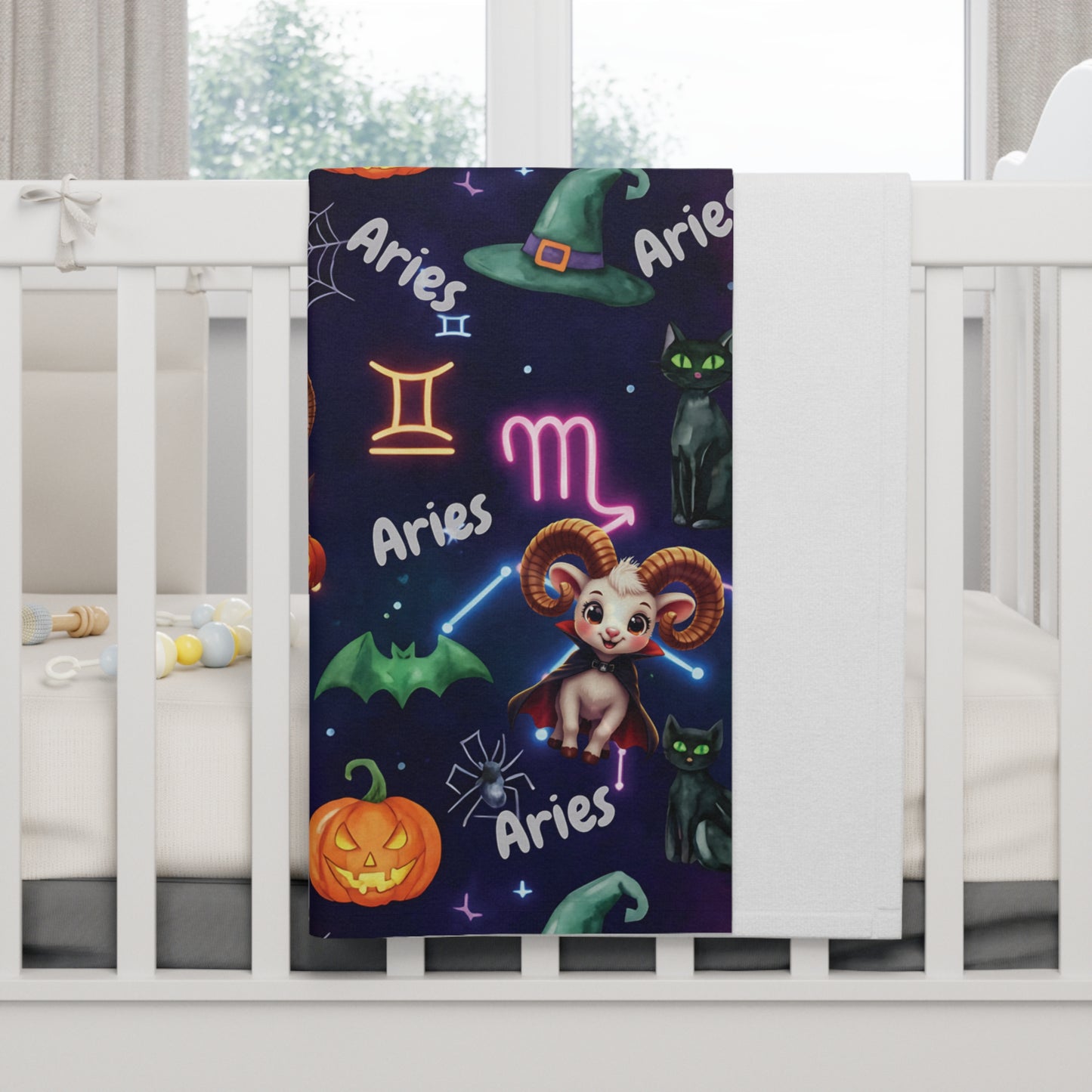 Aries Astrology Halloween-Themed Baby Blanket