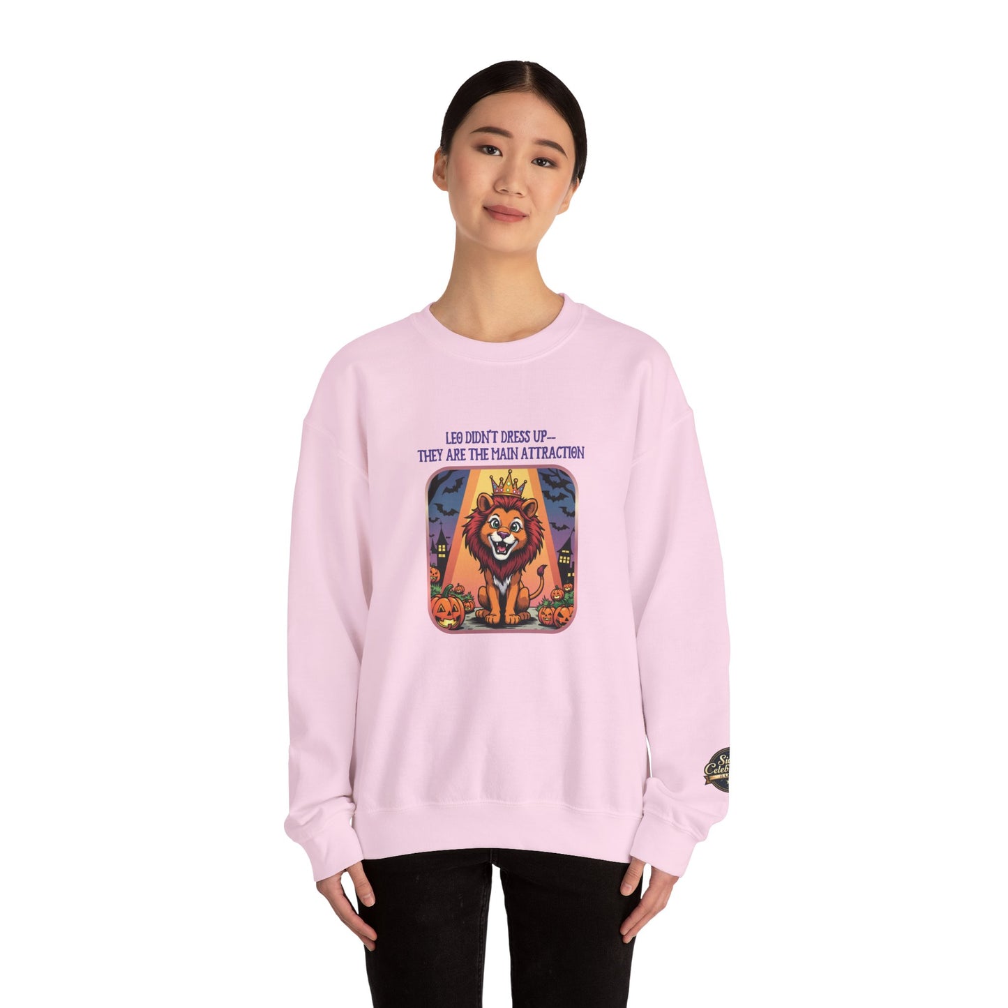Leo Halloween Inspired Ladies Crewneck Sweatshirt, Cozy Astrology Gift, Halloween Apparel, Zodiac Inspired Clothing
