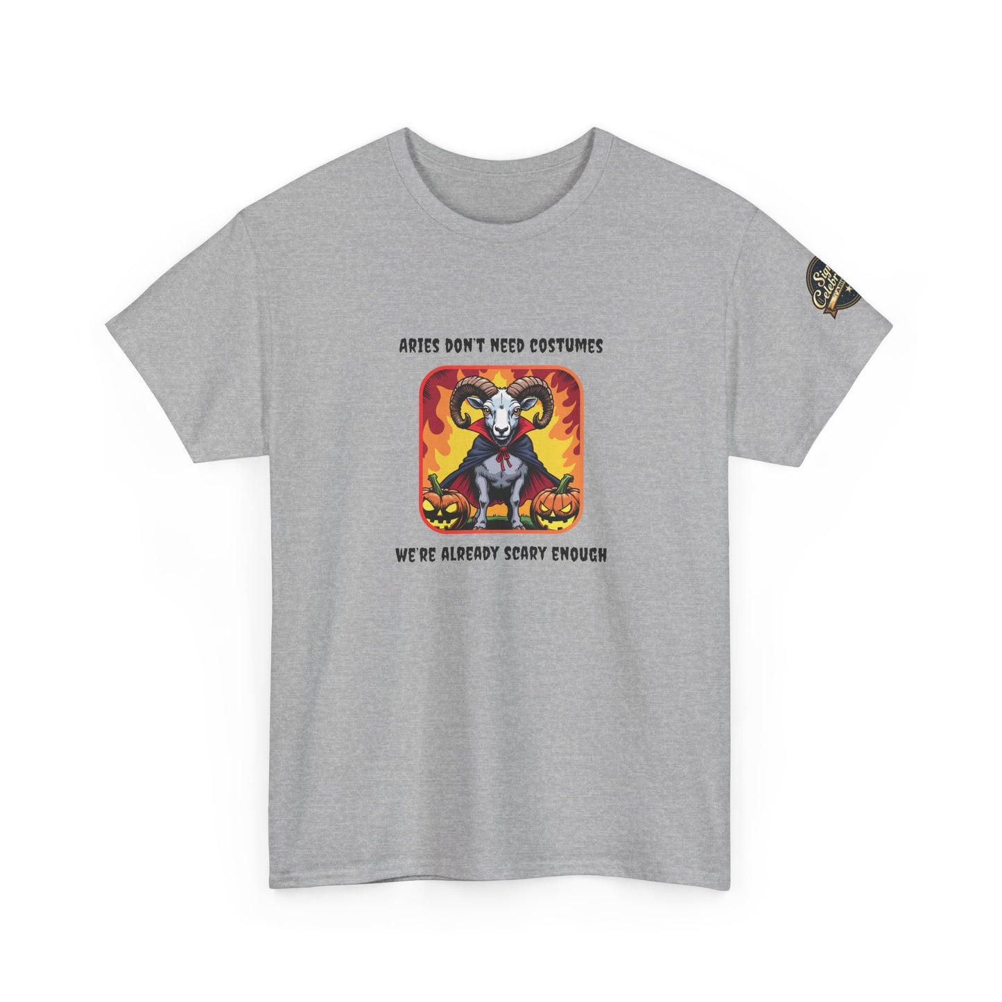 Aries Halloween Heavy Cotton Tee - Perfect for Men, Everyday Wear, Halloween Costume Alternative, Aries Gift
