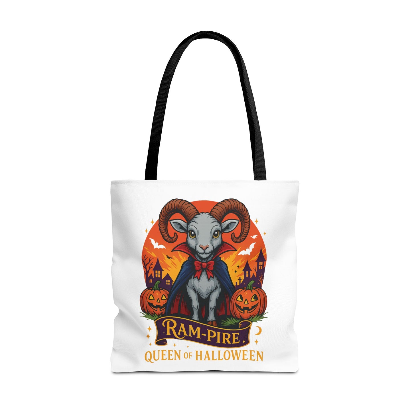 Aries Halloween Ram-Pire Queen Tote Bag, Spooky Aries Tote, Halloween Party Accessory, Gift for Aries, Halloween Decor