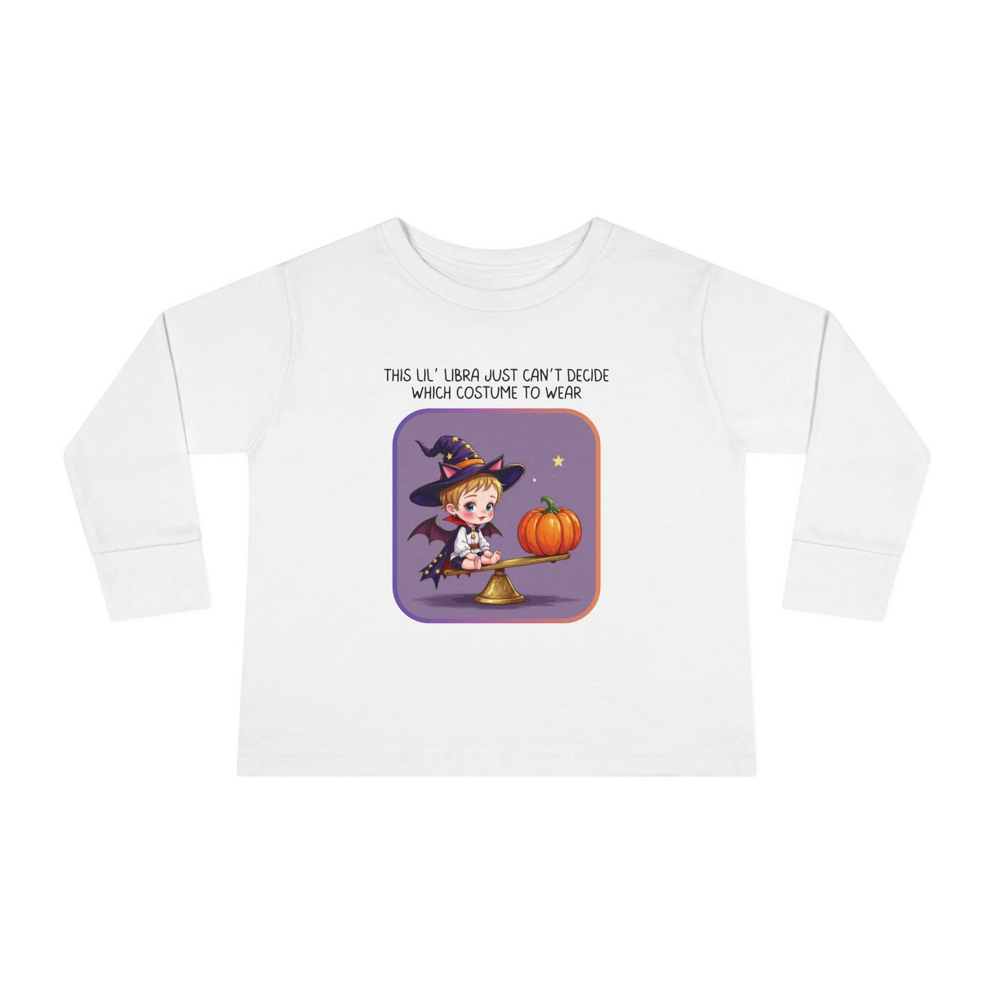 Halloween-themed Libra Long Sleeve Tee - Libra Fashion for Kids, Spooky Season Outfit, Boo-tiful Gift, Trick or Treat Shirt, Zodiac Gift