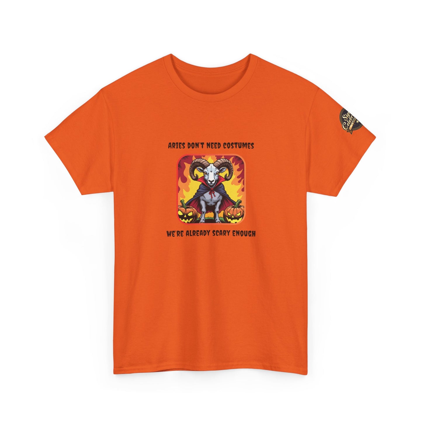 Aries Halloween Heavy Cotton Tee - Perfect for Men, Everyday Wear, Halloween Costume Alternative, Aries Gift