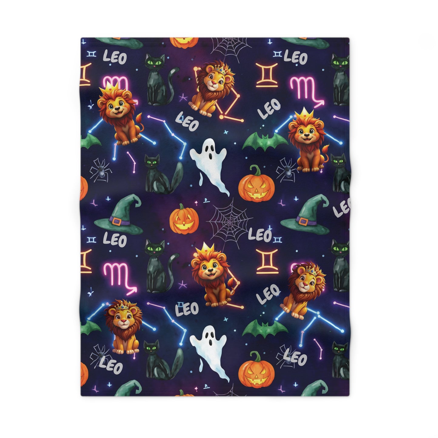 Leo Astrology Halloween-Themed Baby Blanket, Cozy Fleece Leo Astrology Blanket, Zodiac Nursery Decor, Baby Shower Gift, Leo Baby Gift