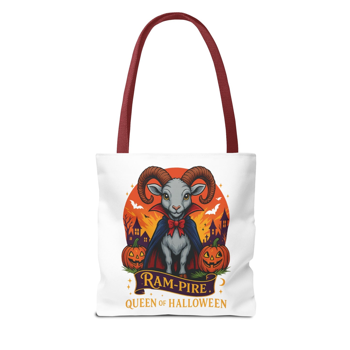 Aries Halloween Ram-Pire Queen Tote Bag, Spooky Aries Tote, Halloween Party Accessory, Gift for Aries, Halloween Decor