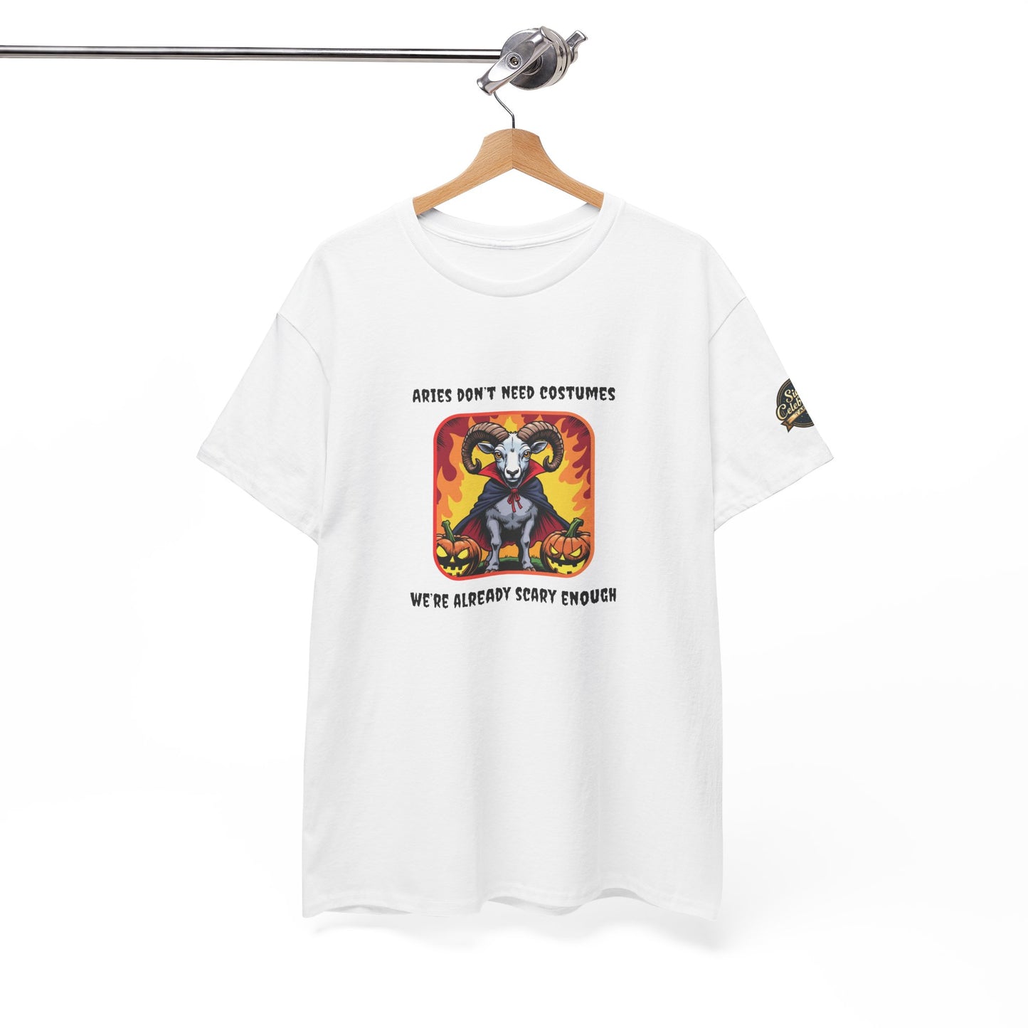 Aries Halloween Heavy Cotton Tee - Perfect for Men, Everyday Wear, Halloween Costume Alternative, Aries Gift