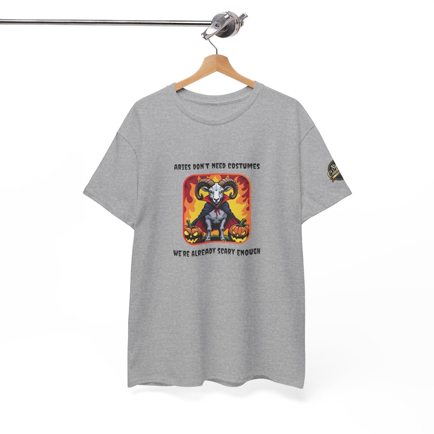 Aries Halloween Heavy Cotton Tee - Perfect for Men, Everyday Wear, Halloween Costume Alternative, Aries Gift