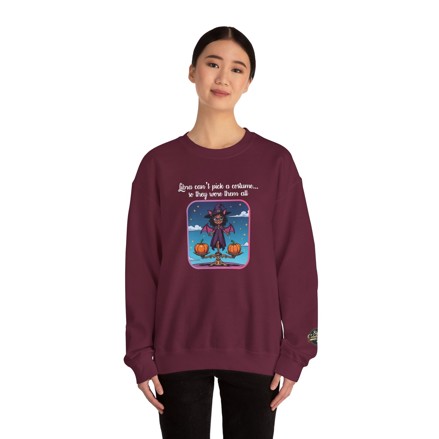 Halloween-themed Libra Inspired Ladies Crewneck Sweatshirt