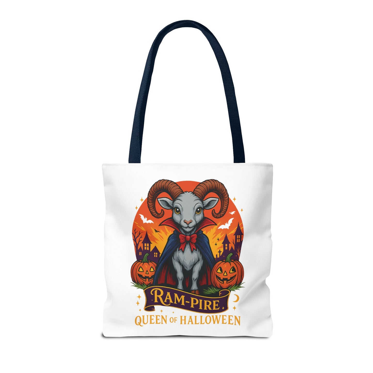 Aries Halloween Ram-Pire Queen Tote Bag, Spooky Aries Tote, Halloween Party Accessory, Gift for Aries, Halloween Decor