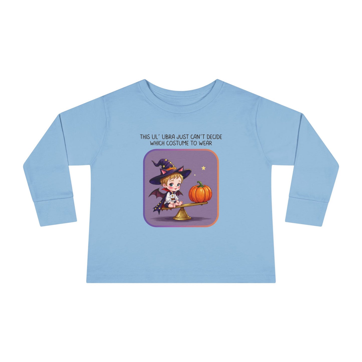 Halloween-themed Libra Long Sleeve Tee - Libra Fashion for Kids, Spooky Season Outfit, Boo-tiful Gift, Trick or Treat Shirt, Zodiac Gift