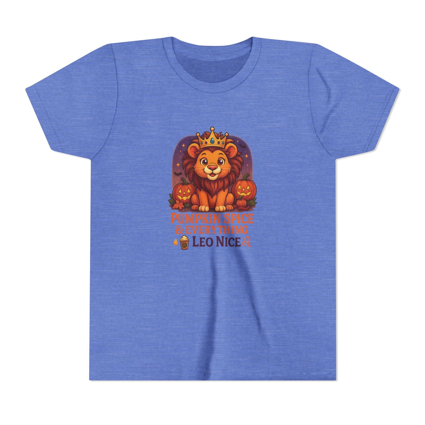 Leo Halloween Themed Youth Tee, Pumpkin Spice Leo Design, Kids Halloween Shirt, Trick or Treat T-Shirt, Halloween Tee, Zodiac Gift for her