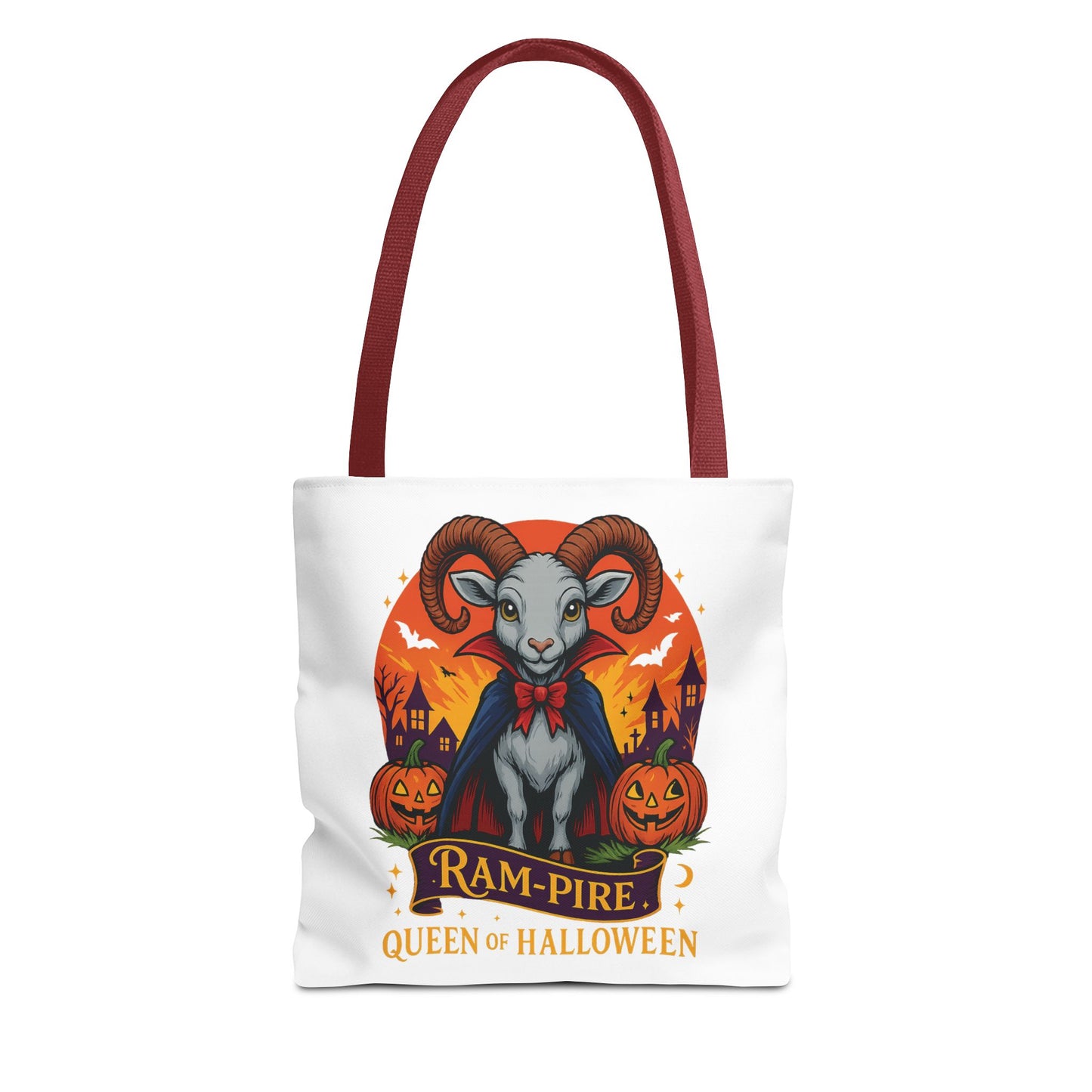 Aries Halloween Ram-Pire Queen Tote Bag, Spooky Aries Tote, Halloween Party Accessory, Gift for Aries, Halloween Decor