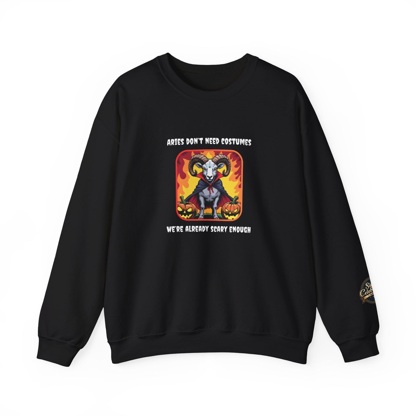 Halloween Aries-Inspired Crewneck Sweatshirt for Men - Perfect for Spooky Season, Aries Gift , Zodiac Gifts, Comfortable Style