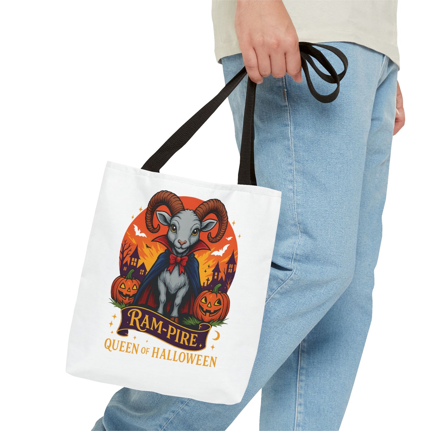 Aries Halloween Ram-Pire Queen Tote Bag, Spooky Aries Tote, Halloween Party Accessory, Gift for Aries, Halloween Decor