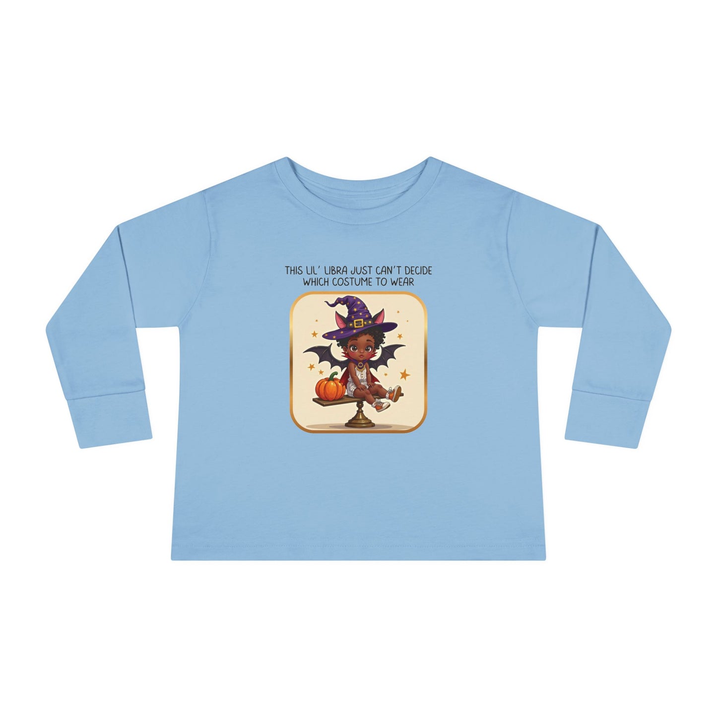 Halloween-themed Libra Long Sleeve Tee - Libra Fashion for Kids, Spooky Season Outfit, Boo-tiful Gift, Trick or Treat Shirt, Zodiac Gift