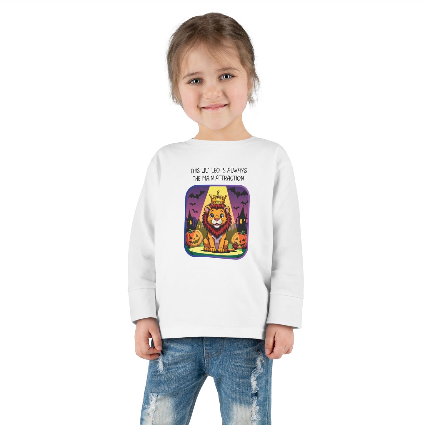 Leo Halloween Long Sleeve Tee - Leo Fashion for Kids, Spooky Season Outfit, Boo-tiful Gift, Trick or Treat Shirt, Zodiac Gift
