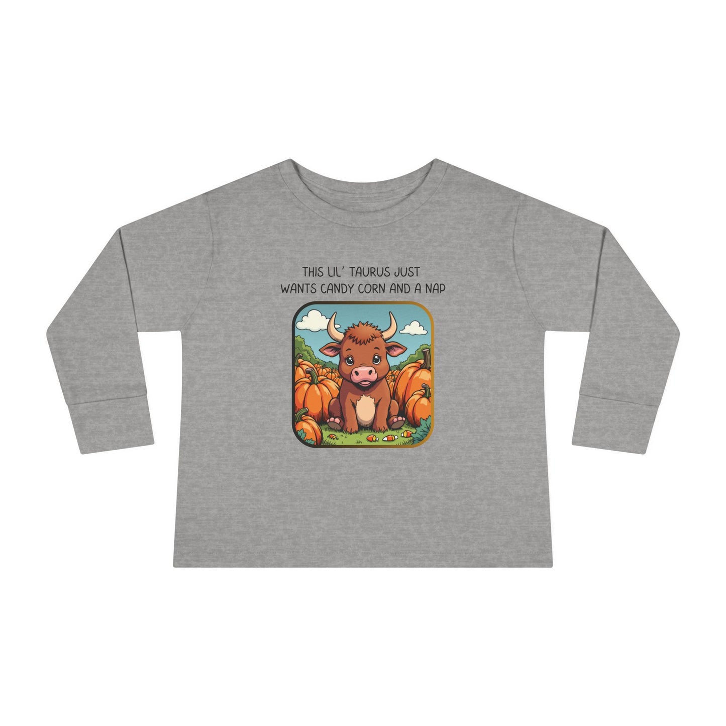 Taurus Halloween Long Sleeve Tee - Taurus Fashion for Kids, Spooky Season Outfit, Boo-tiful Gift, Trick or Treat Shirt, Zodiac Gift