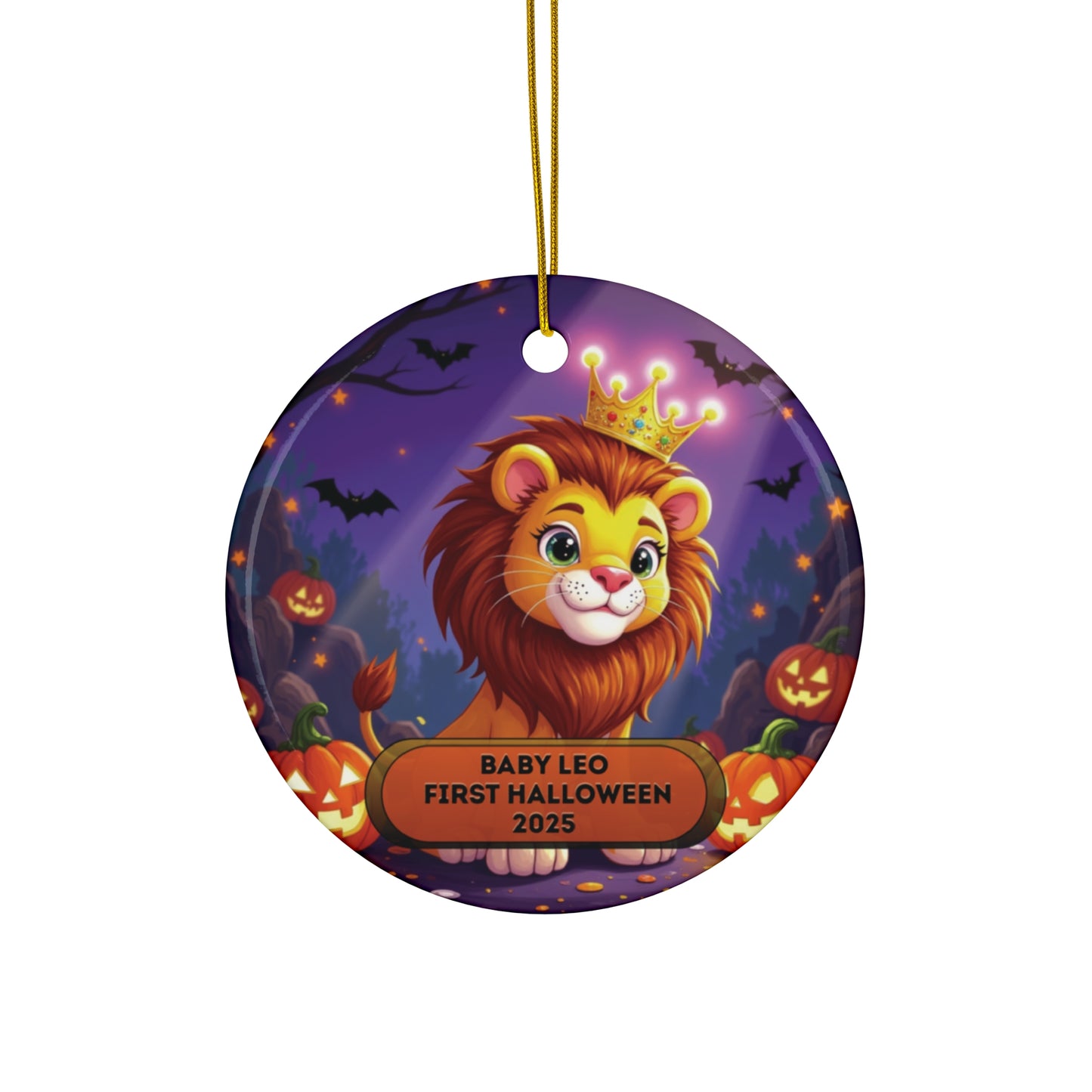 Baby Leo 2025 Halloween Round Ceramic Ornament