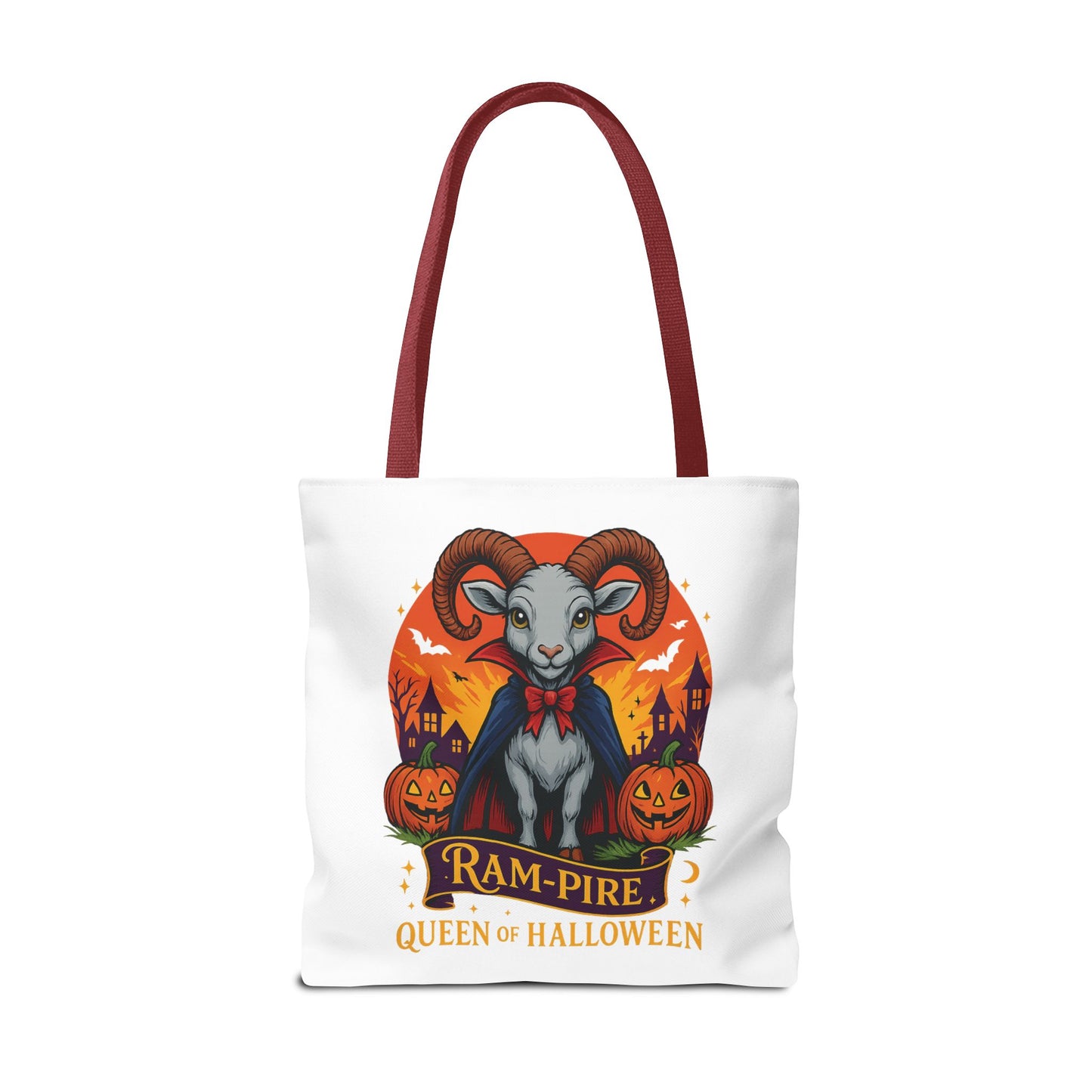 Aries Halloween Ram-Pire Queen Tote Bag, Spooky Aries Tote, Halloween Party Accessory, Gift for Aries, Halloween Decor