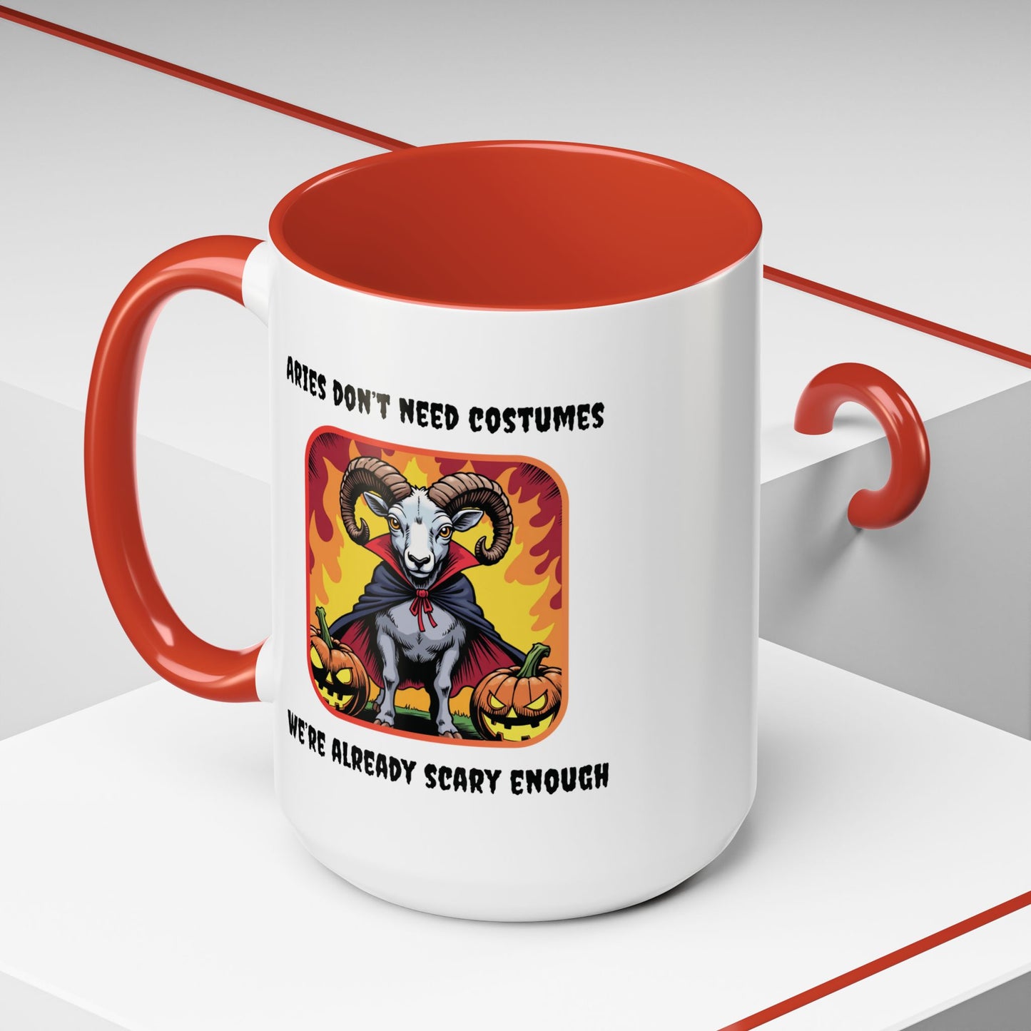 Funny Aries Coffee Mug, Halloween Gift, Scary Aries Mug, Zodiac Sign Mug, Unique Coffee Cup