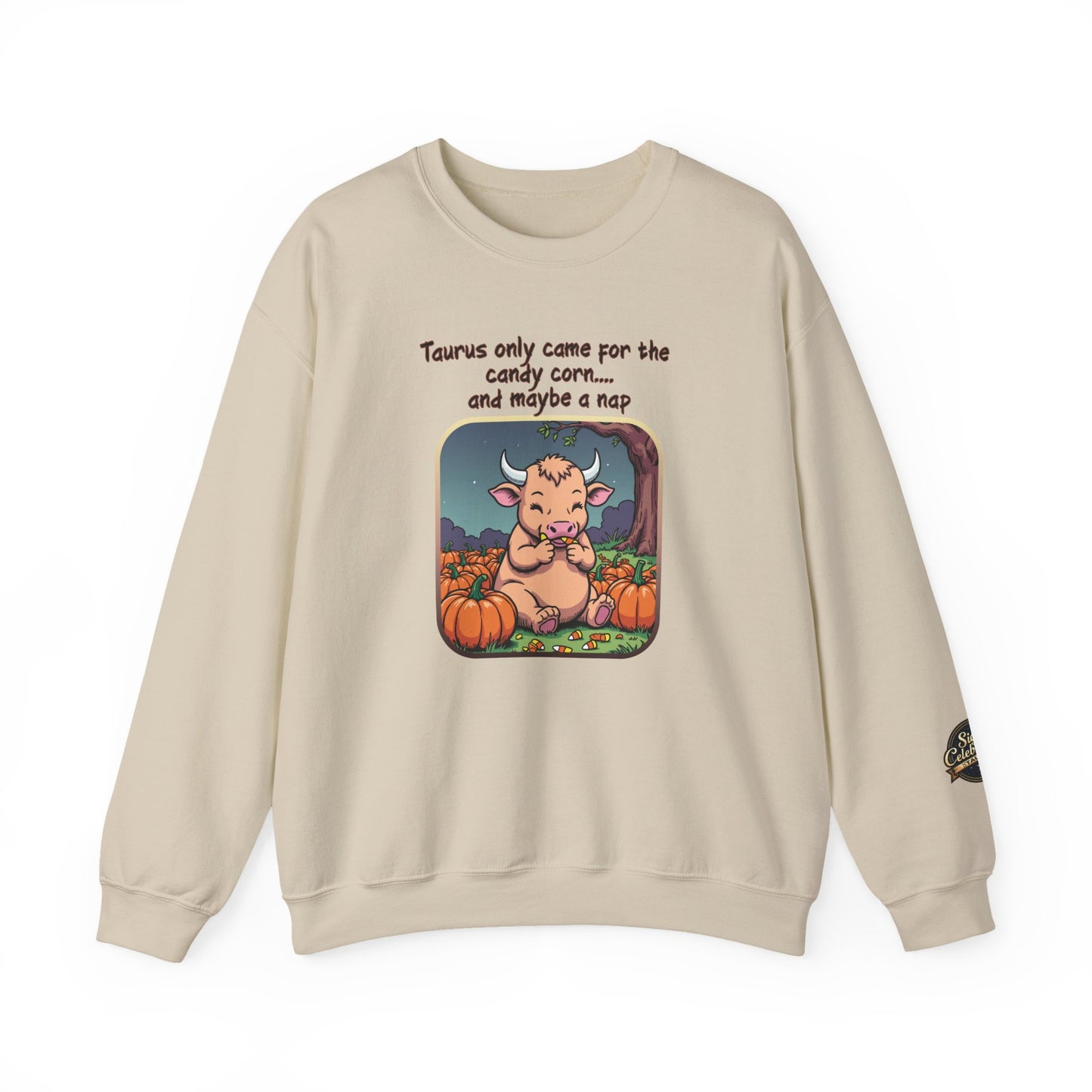 Taurus Halloween Inspired Ladies Crewneck Sweatshirt, Cozy Astrology Gift, Halloween Apparel, Zodiac Inspired Clothing