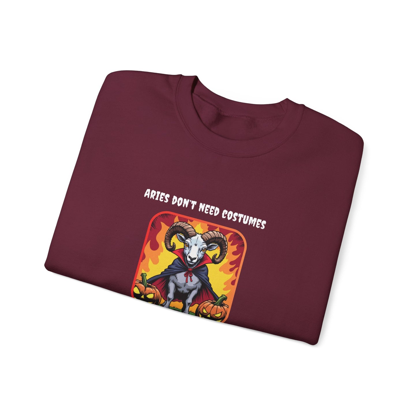 Halloween Aries-Inspired Crewneck Sweatshirt for Men - Perfect for Spooky Season, Aries Gift , Zodiac Gifts, Comfortable Style