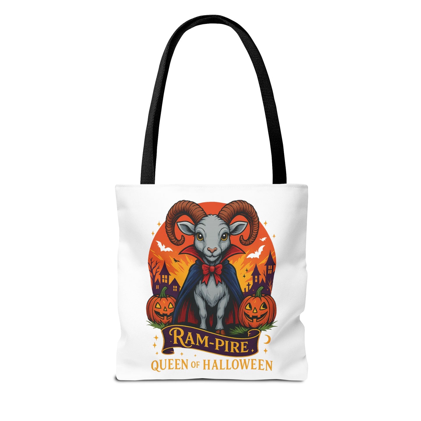 Aries Halloween Ram-Pire Queen Tote Bag, Spooky Aries Tote, Halloween Party Accessory, Gift for Aries, Halloween Decor