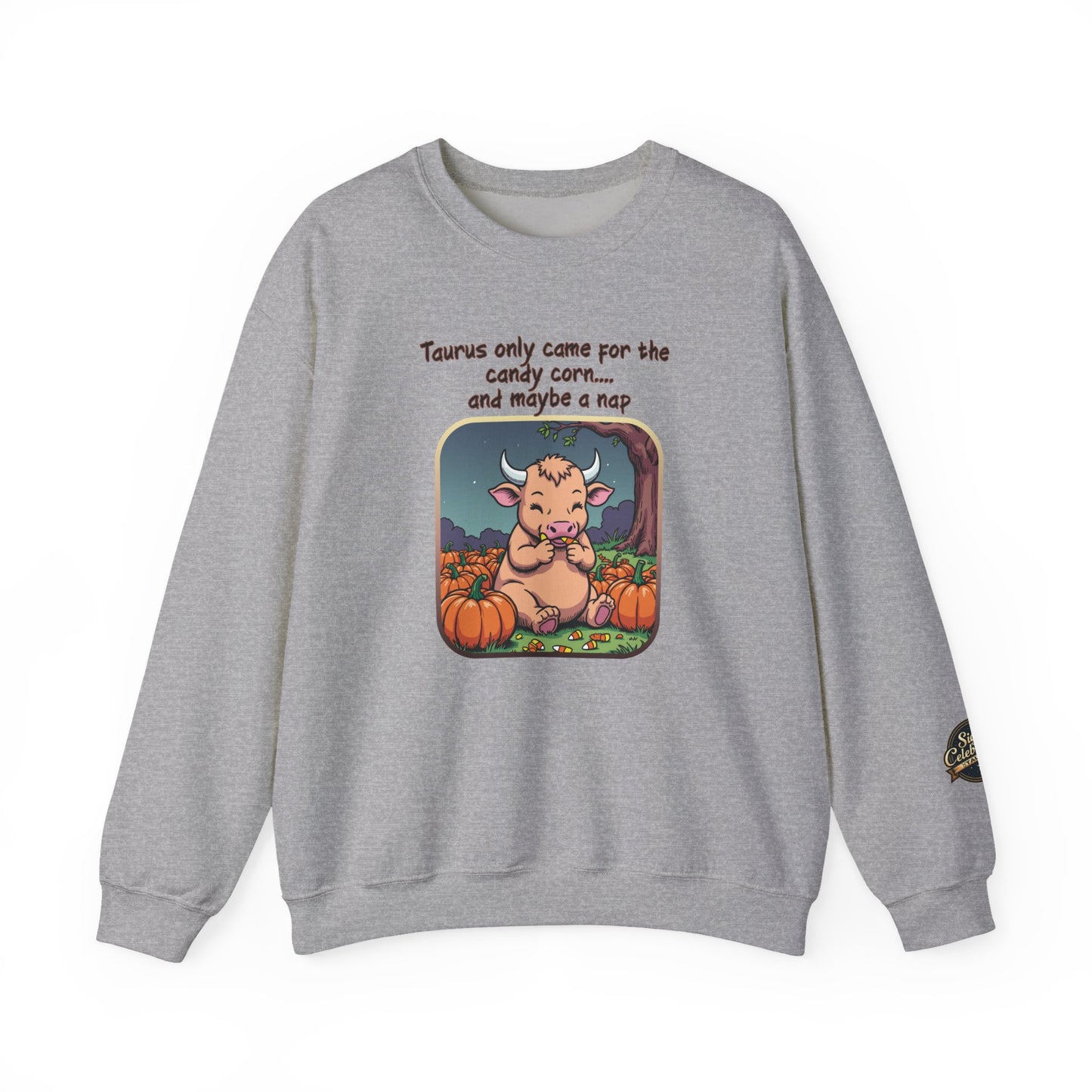 Taurus Halloween Inspired Ladies Crewneck Sweatshirt, Cozy Astrology Gift, Halloween Apparel, Zodiac Inspired Clothing