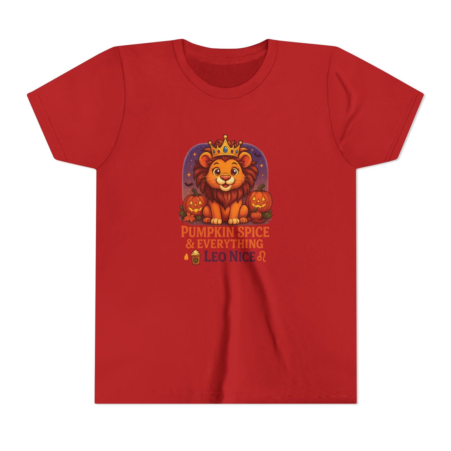 Leo Halloween Themed Youth Tee, Pumpkin Spice Leo Design, Kids Halloween Shirt, Trick or Treat T-Shirt, Halloween Tee, Zodiac Gift for her