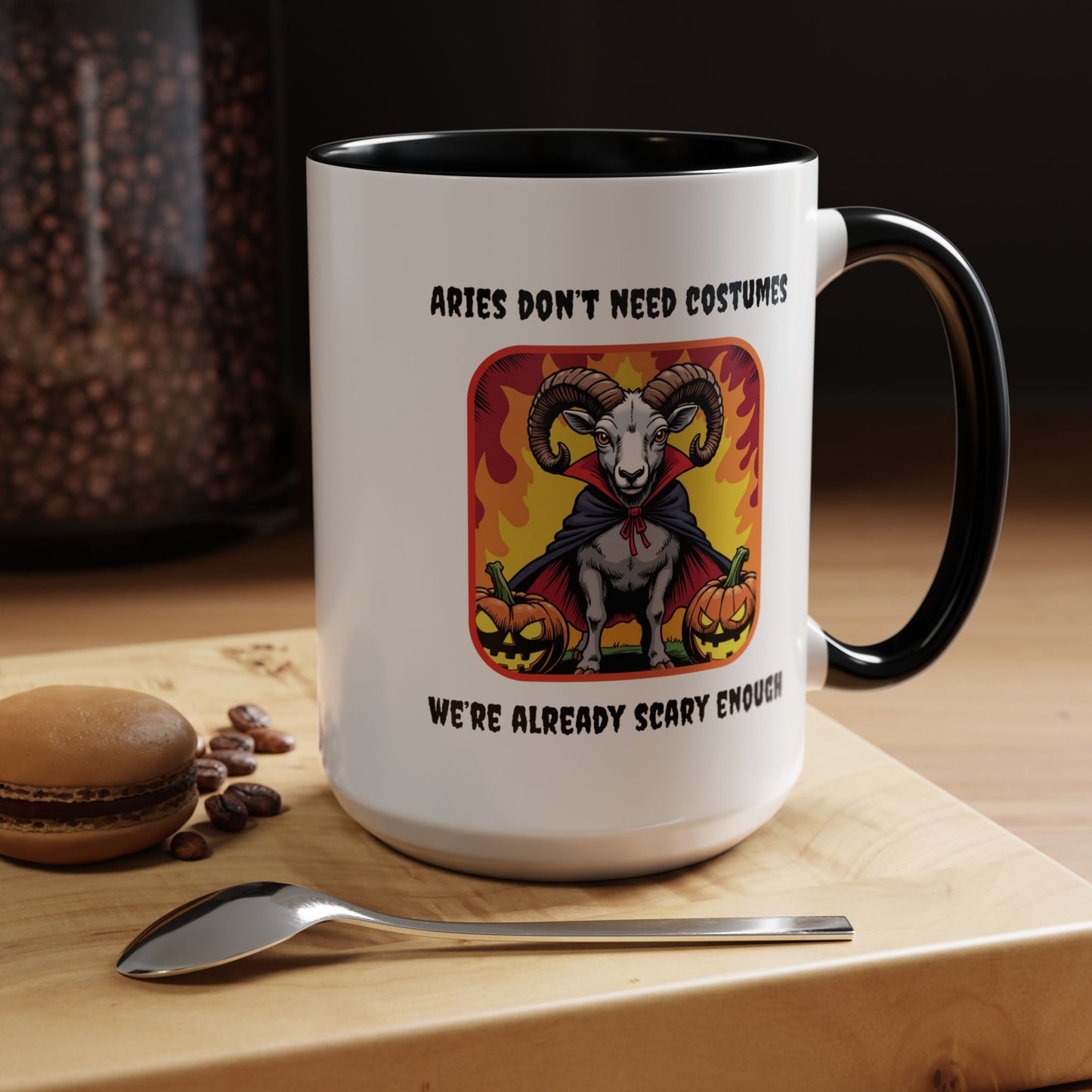 Funny Aries Coffee Mug, Halloween Gift, Scary Aries Mug, Zodiac Sign Mug, Unique Coffee Cup