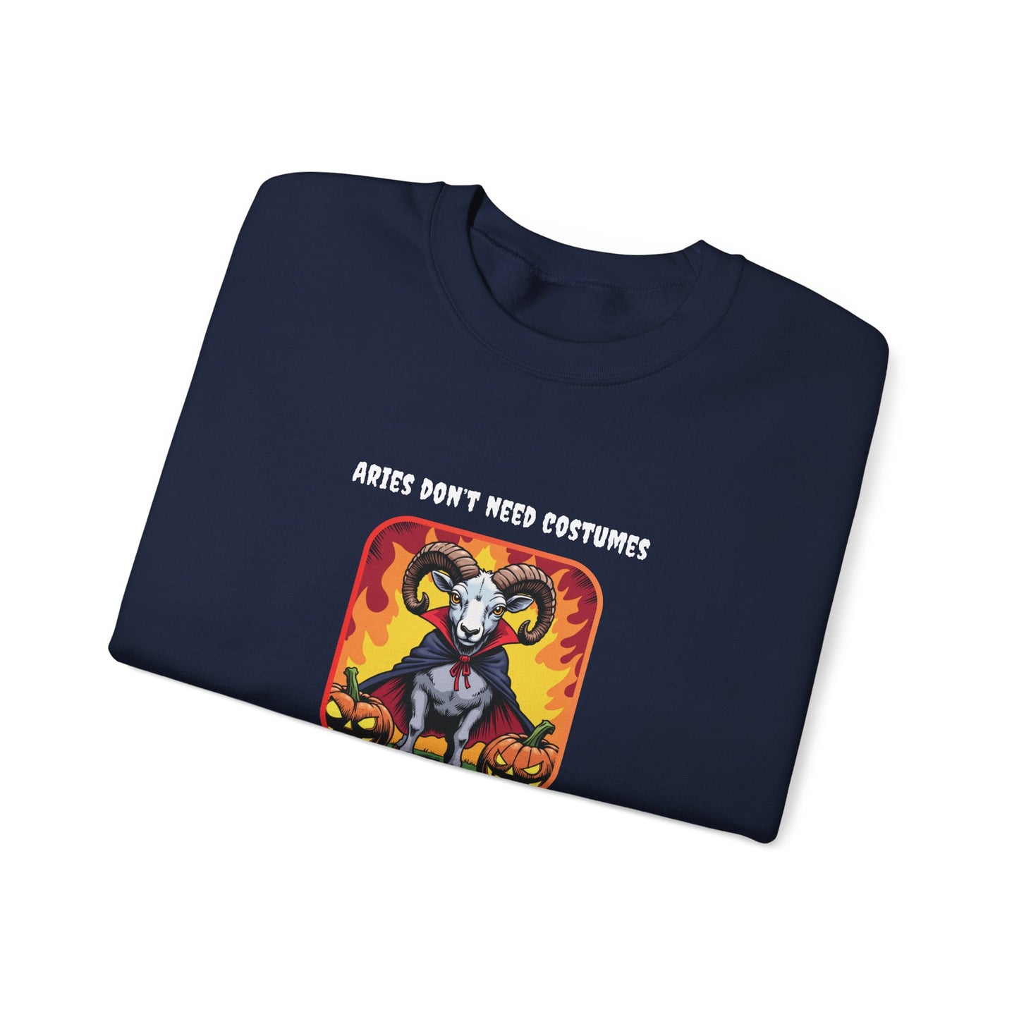 Halloween Aries-Inspired Crewneck Sweatshirt for Men - Perfect for Spooky Season, Aries Gift , Zodiac Gifts, Comfortable Style