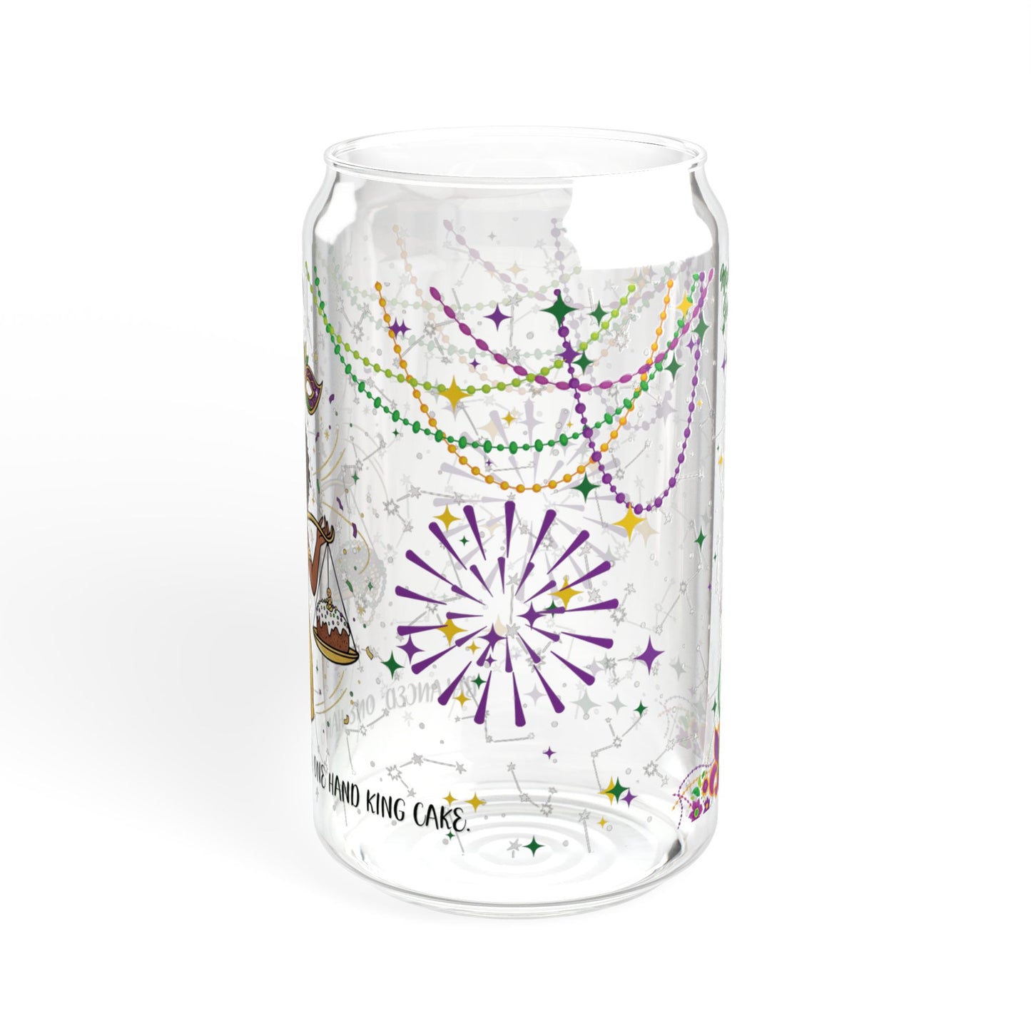 Libra Sipper Glass 16oz - Mardi Gras Design