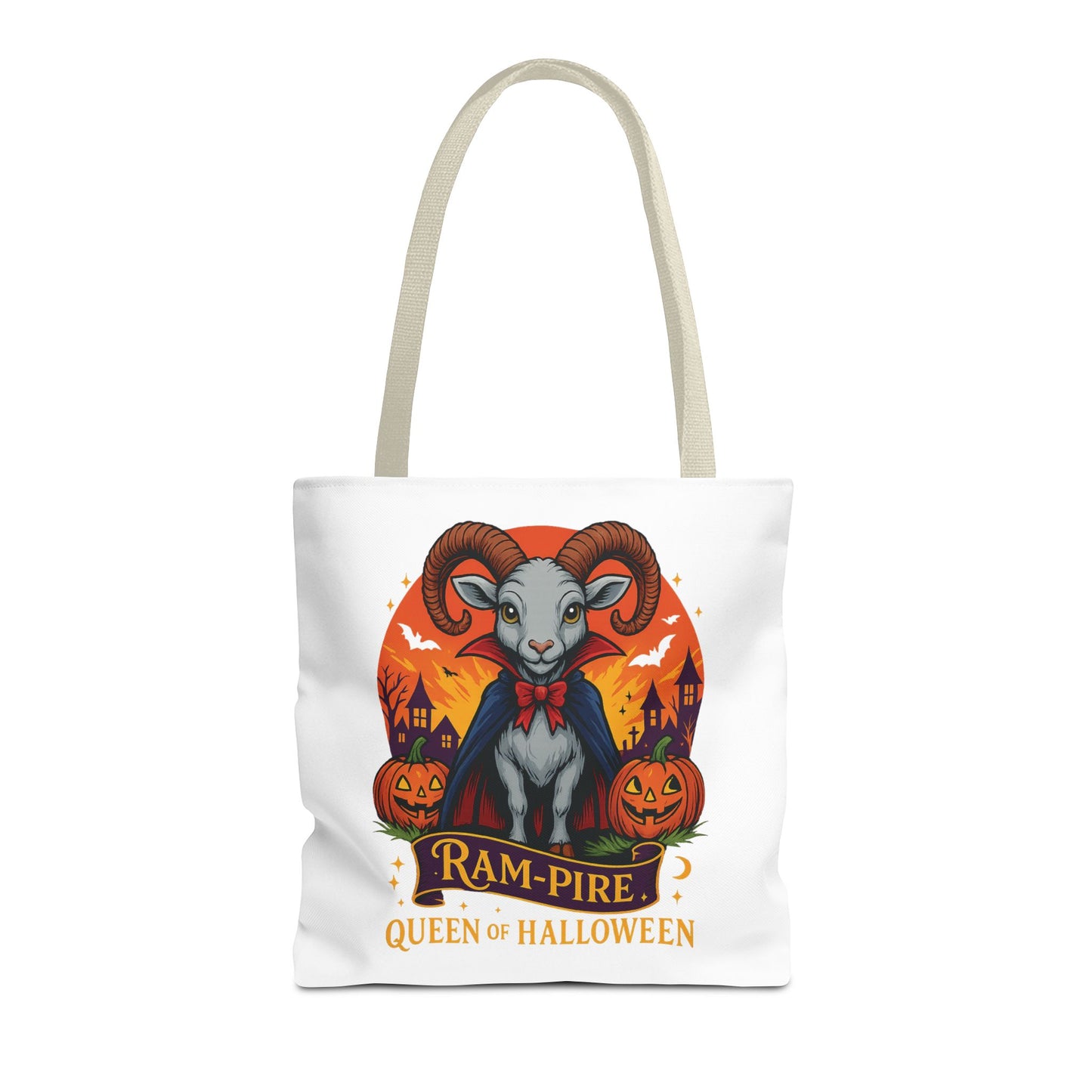 Aries Halloween Ram-Pire Queen Tote Bag, Spooky Aries Tote, Halloween Party Accessory, Gift for Aries, Halloween Decor
