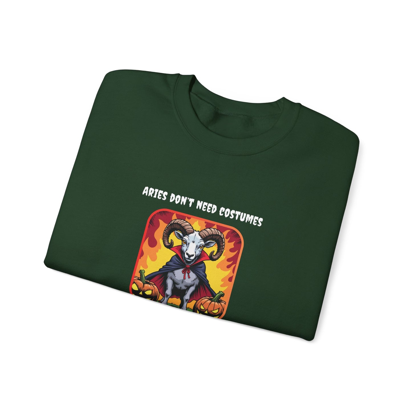 Halloween Aries-Inspired Crewneck Sweatshirt for Men - Perfect for Spooky Season, Aries Gift , Zodiac Gifts, Comfortable Style