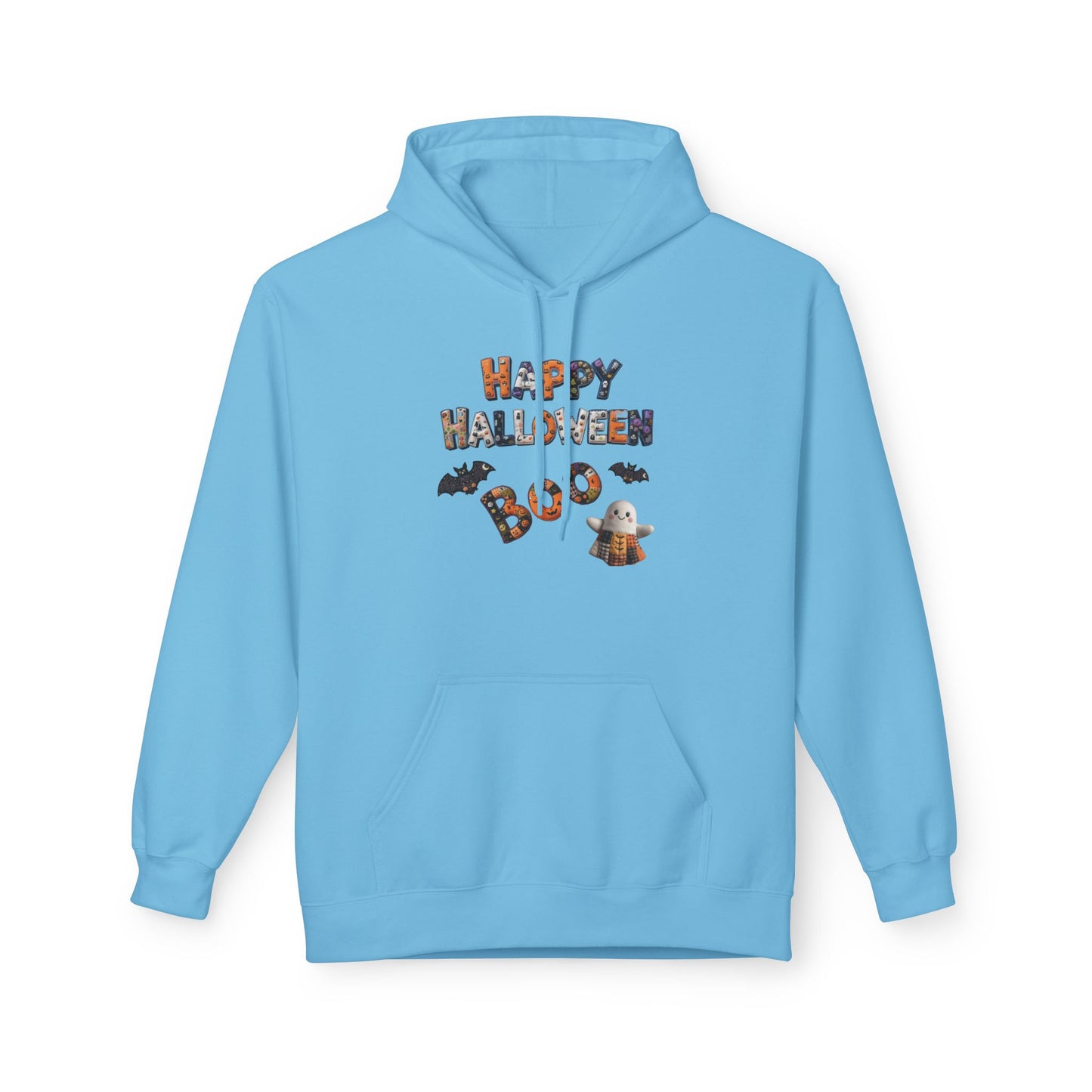 Halloween Boo Patchwork Fleece Hoodie, Unisex Sweatshirt