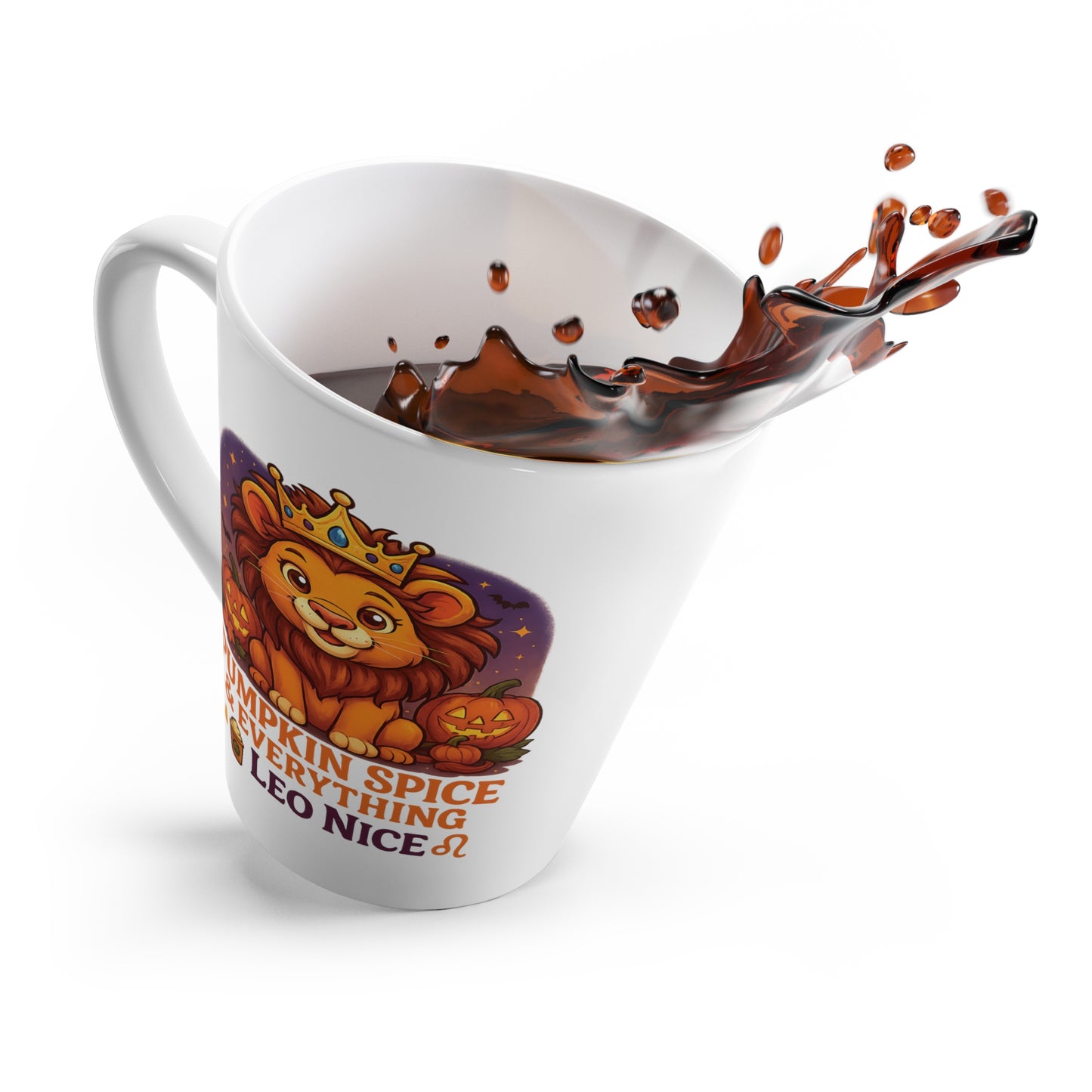 Halloween-Themed Leo Pumpkin Spice Latte Mug - Cozy Fall Latte Cup, Cute Coffee Cup, Birthday Gift for Leo, Halloween Decor, Zodiac Inspired