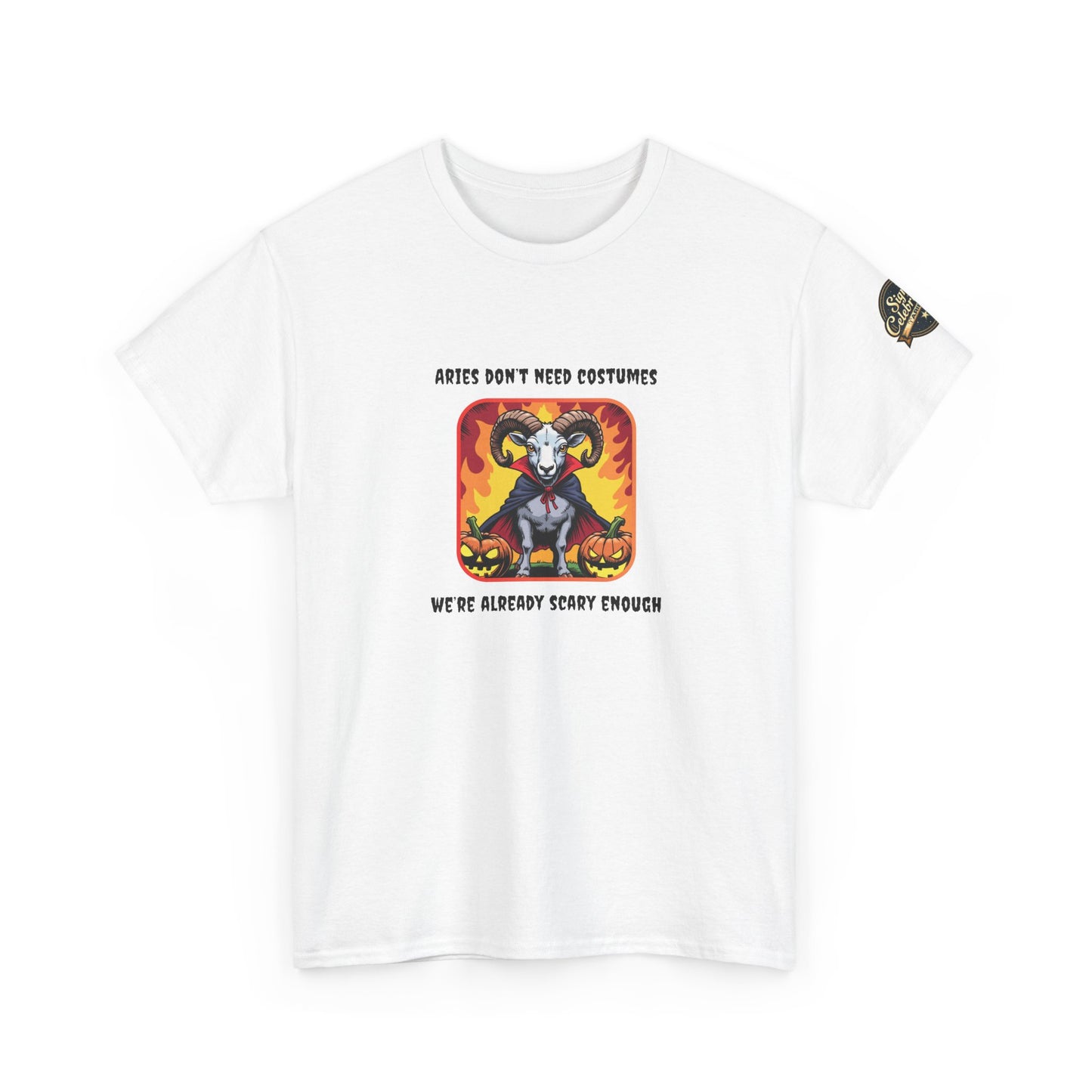Aries Halloween Heavy Cotton Tee - Perfect for Men, Everyday Wear, Halloween Costume Alternative, Aries Gift