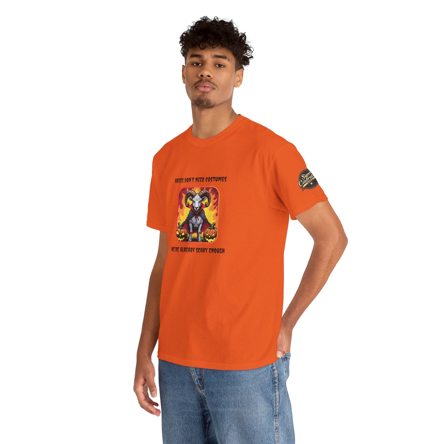 Aries Halloween Heavy Cotton Tee - Perfect for Men, Everyday Wear, Halloween Costume Alternative, Aries Gift