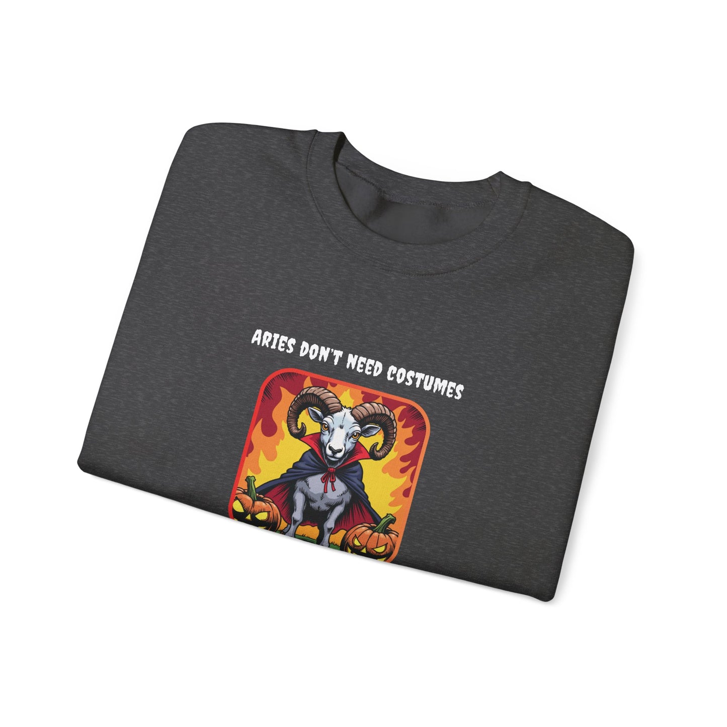 Halloween Aries-Inspired Crewneck Sweatshirt for Men - Perfect for Spooky Season, Aries Gift , Zodiac Gifts, Comfortable Style