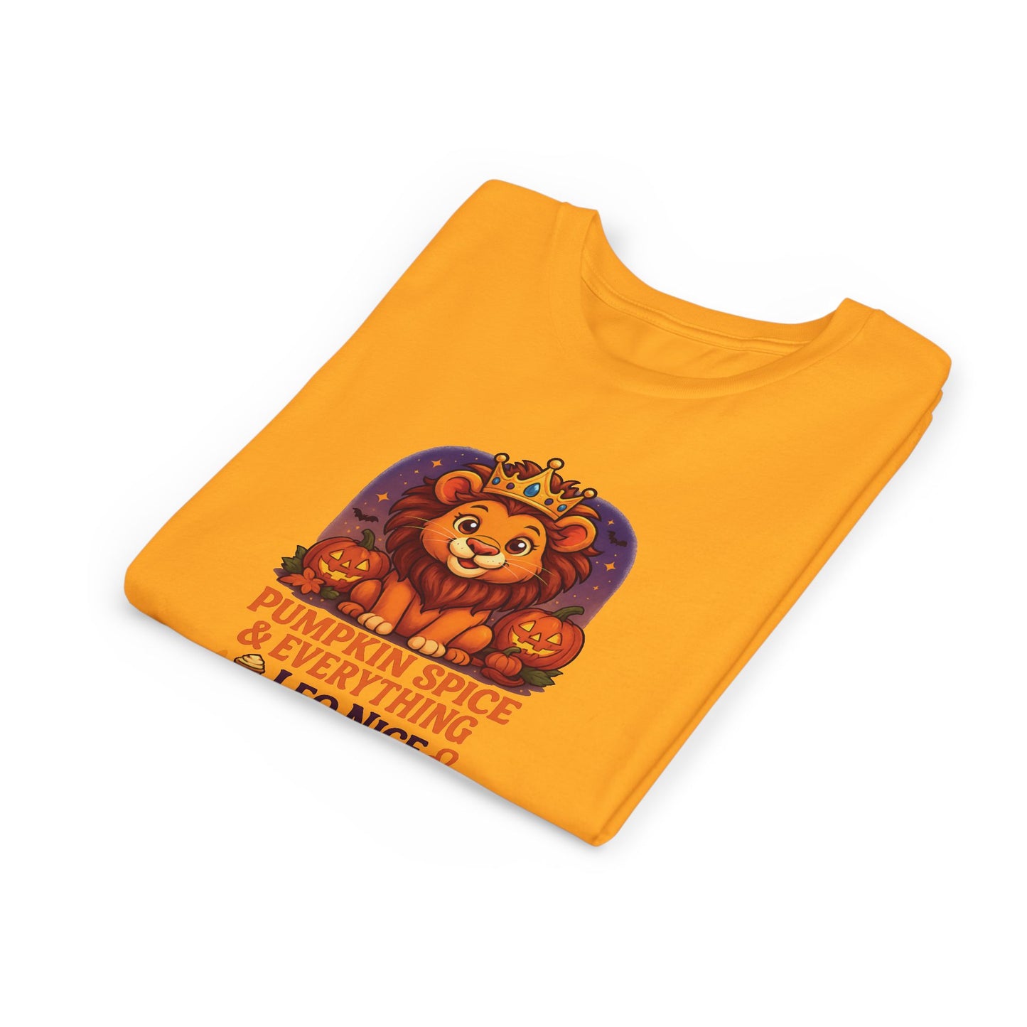 Leo Halloween Themed Youth Tee, Pumpkin Spice Leo Design, Kids Halloween Shirt, Trick or Treat T-Shirt, Halloween Tee, Zodiac Gift for her