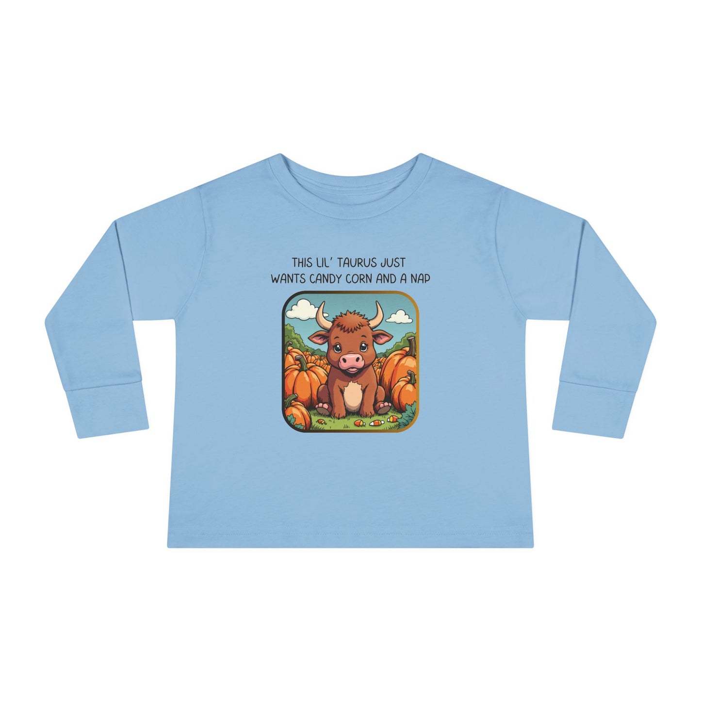 Taurus Halloween Long Sleeve Tee - Taurus Fashion for Kids, Spooky Season Outfit, Boo-tiful Gift, Trick or Treat Shirt, Zodiac Gift