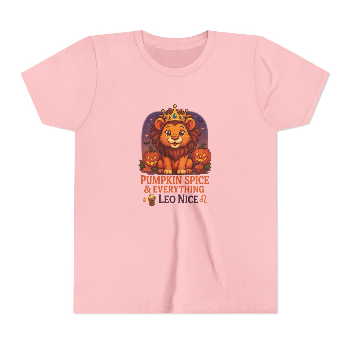Leo Halloween Themed Youth Tee, Pumpkin Spice Leo Design, Kids Halloween Shirt, Trick or Treat T-Shirt, Halloween Tee, Zodiac Gift for her