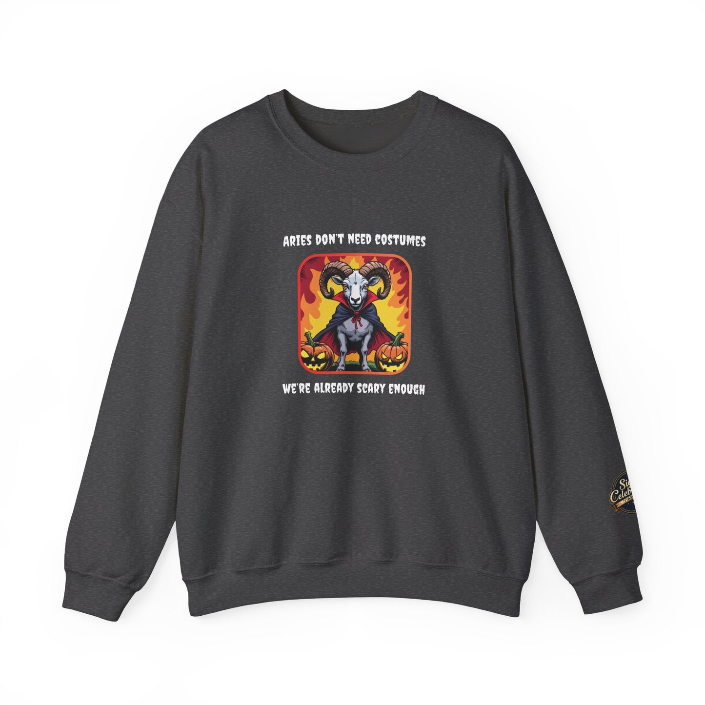 Halloween Aries-Inspired Crewneck Sweatshirt for Men - Perfect for Spooky Season, Aries Gift , Zodiac Gifts, Comfortable Style