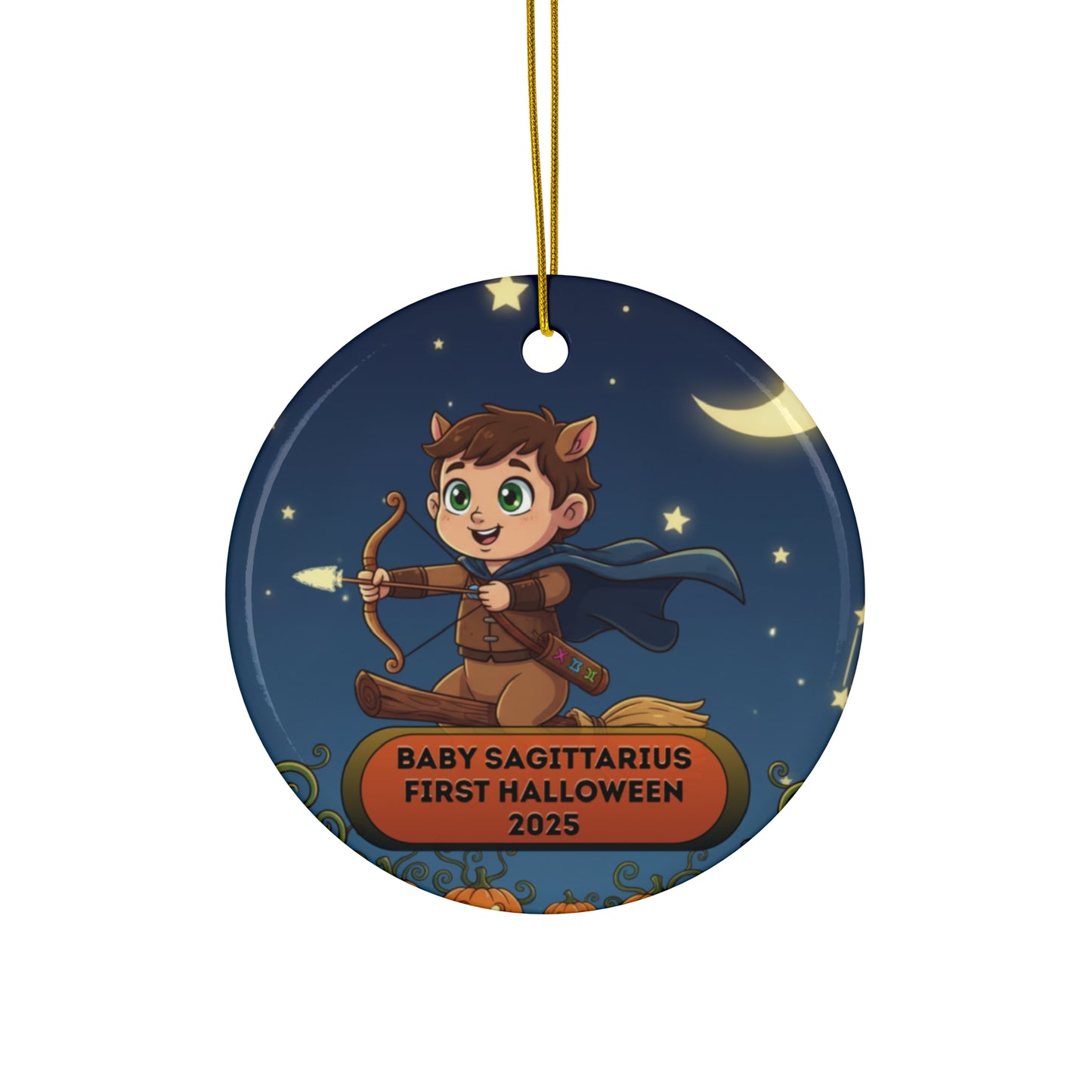 Baby Sagittarius 2025 Halloween Round Ceramic Ornament
