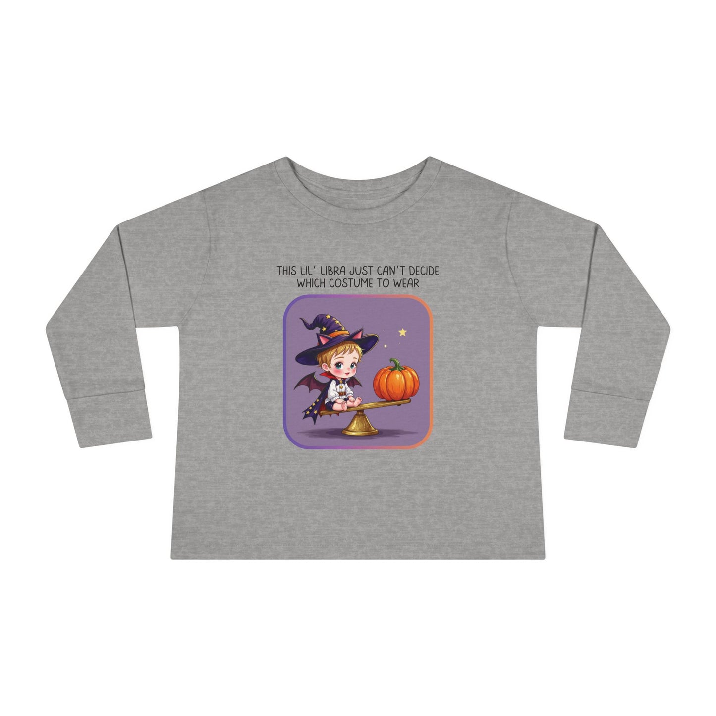 Halloween-themed Libra Long Sleeve Tee - Libra Fashion for Kids, Spooky Season Outfit, Boo-tiful Gift, Trick or Treat Shirt, Zodiac Gift