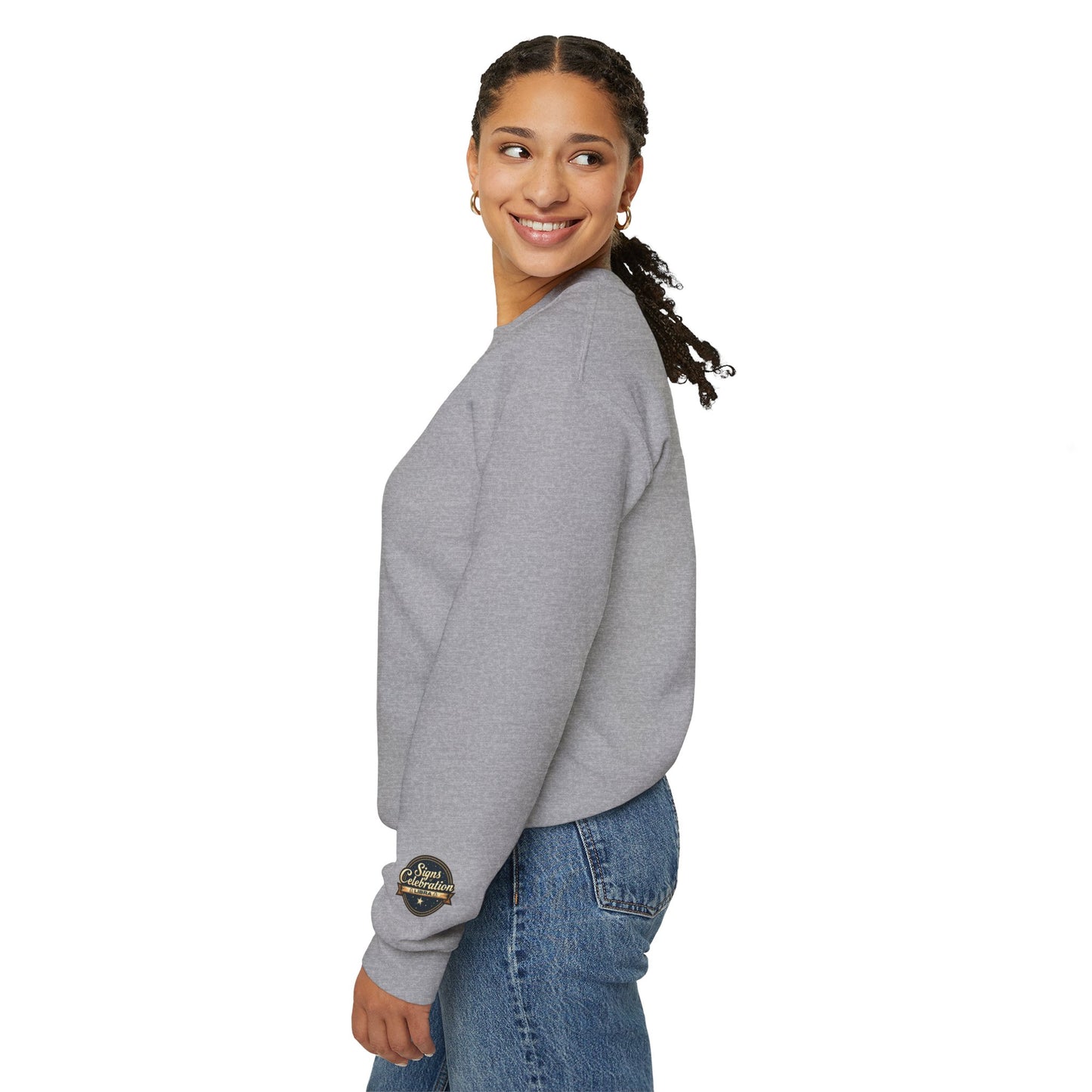 Halloween-themed Libra Inspired Ladies Crewneck Sweatshirt, Cozy Astrology Gift, Halloween Apparel, Zodiac Inspired Clothing