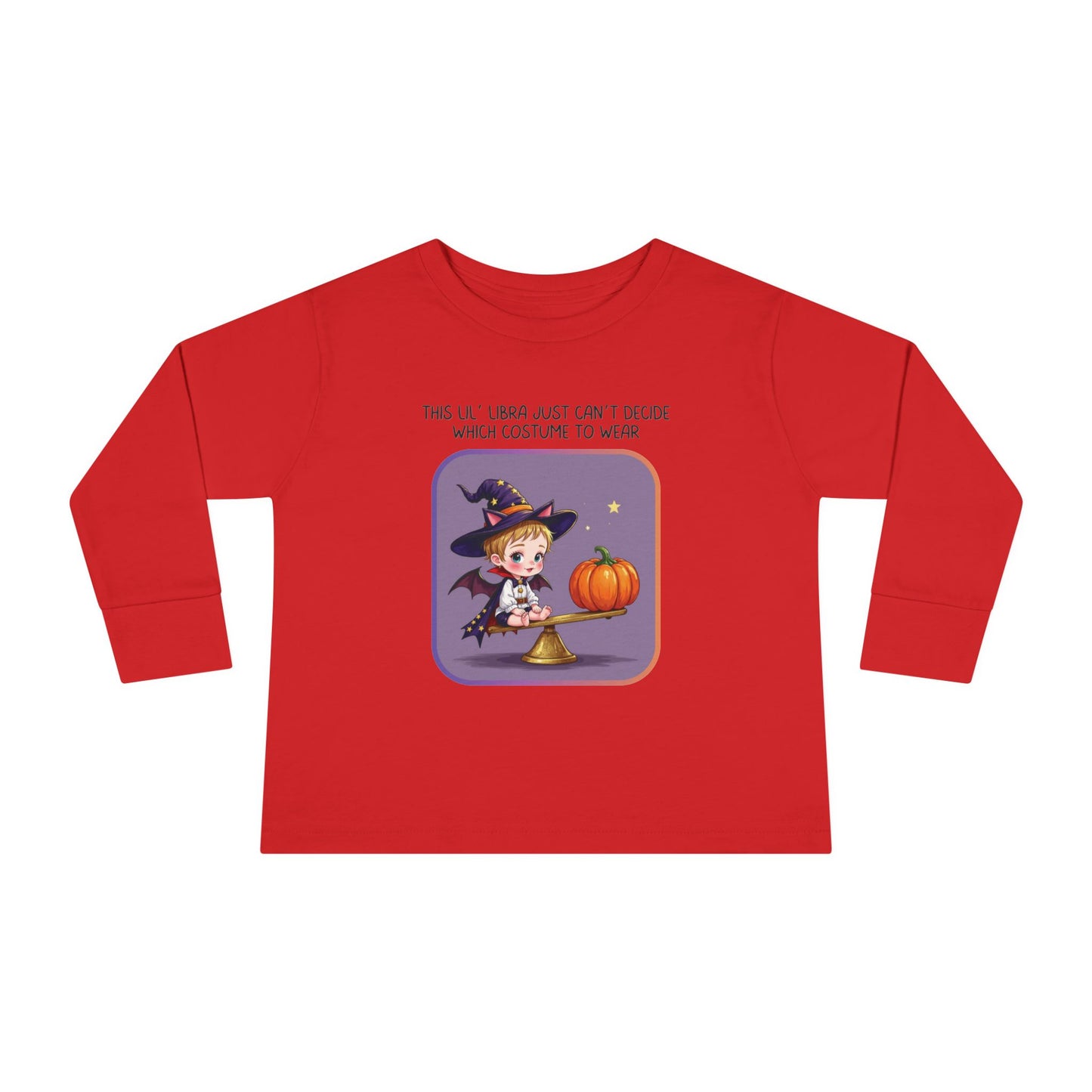 Halloween-themed Libra Long Sleeve Tee - Libra Fashion for Kids, Spooky Season Outfit, Boo-tiful Gift, Trick or Treat Shirt, Zodiac Gift